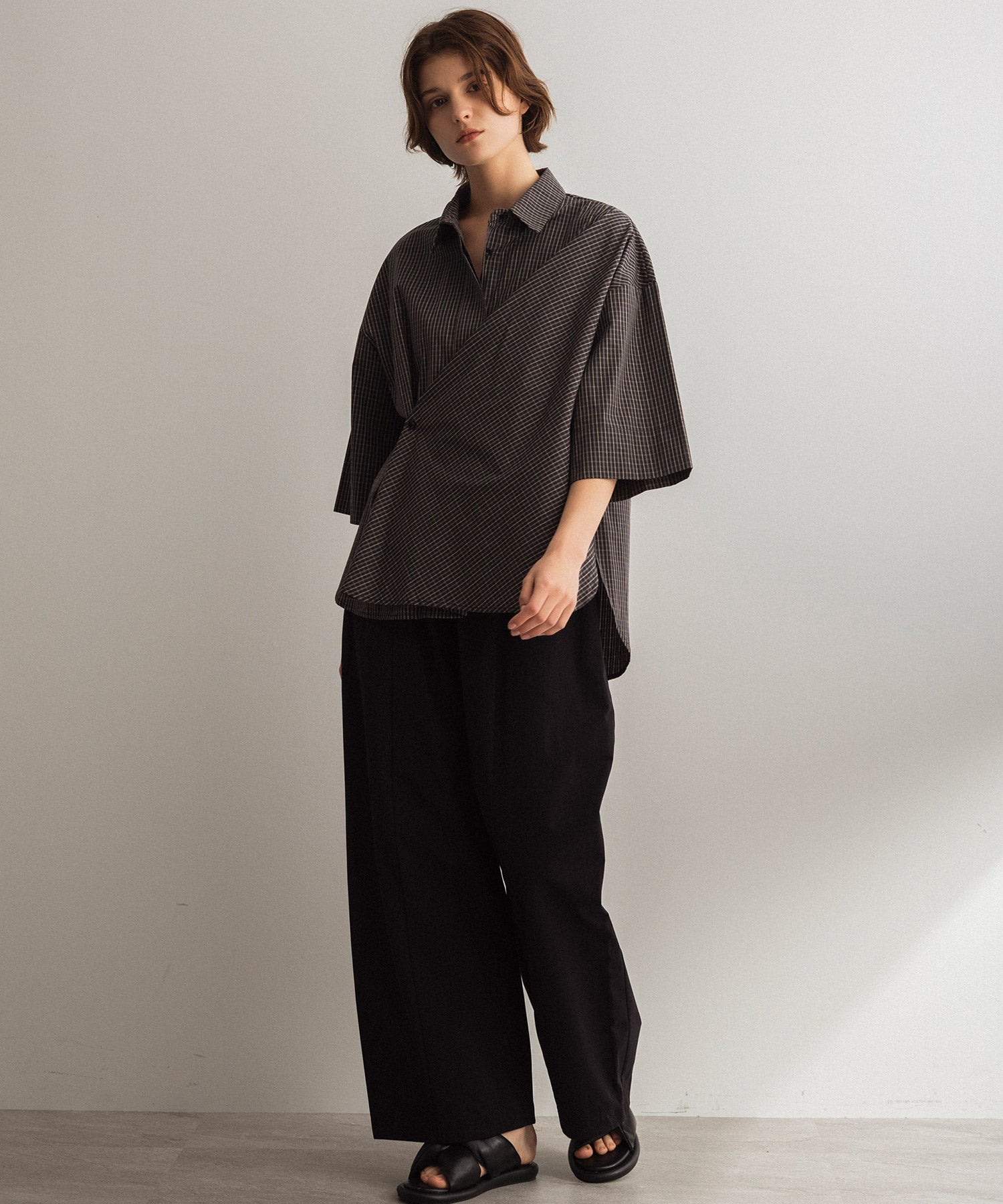 ラップデザイン 2WAYコットンシャツ