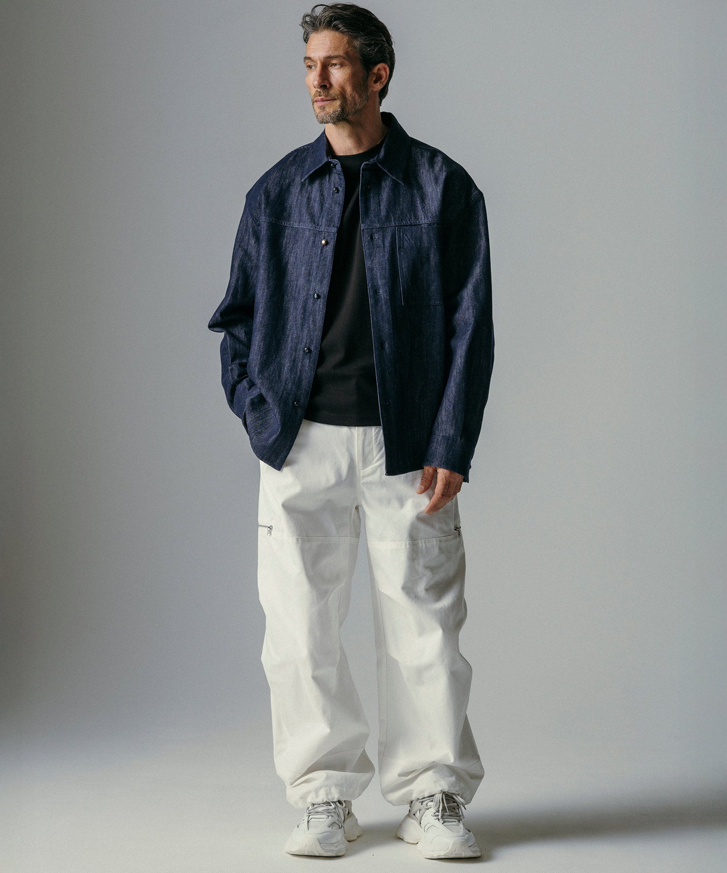 ソフトウォッシュデニム 長袖シャツ