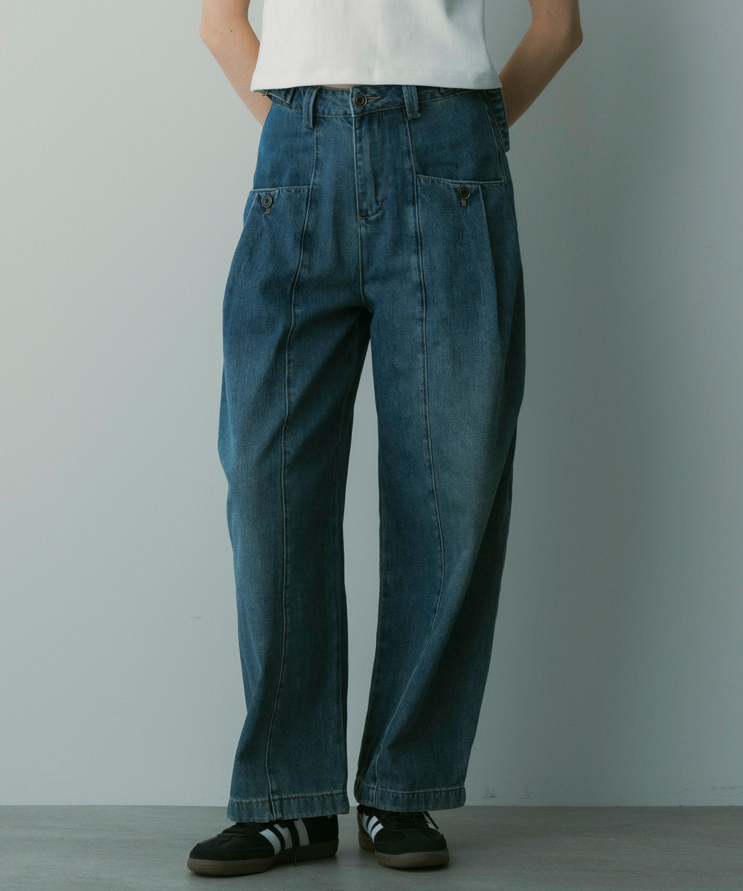 【12月中旬お届け予約商品】ヴィンテージウォッシュデニムパンツ