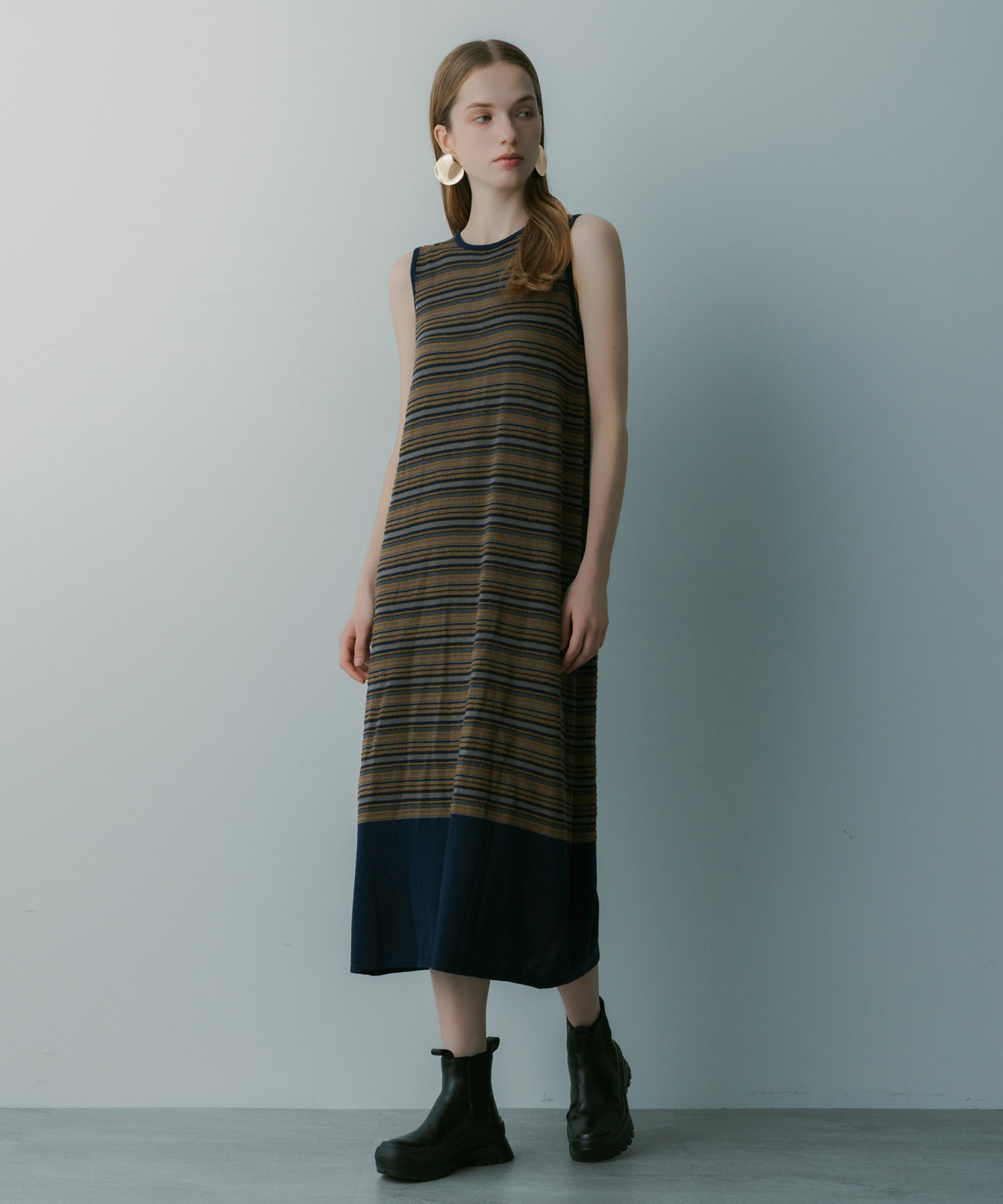 マルチボーダーニットワンピース