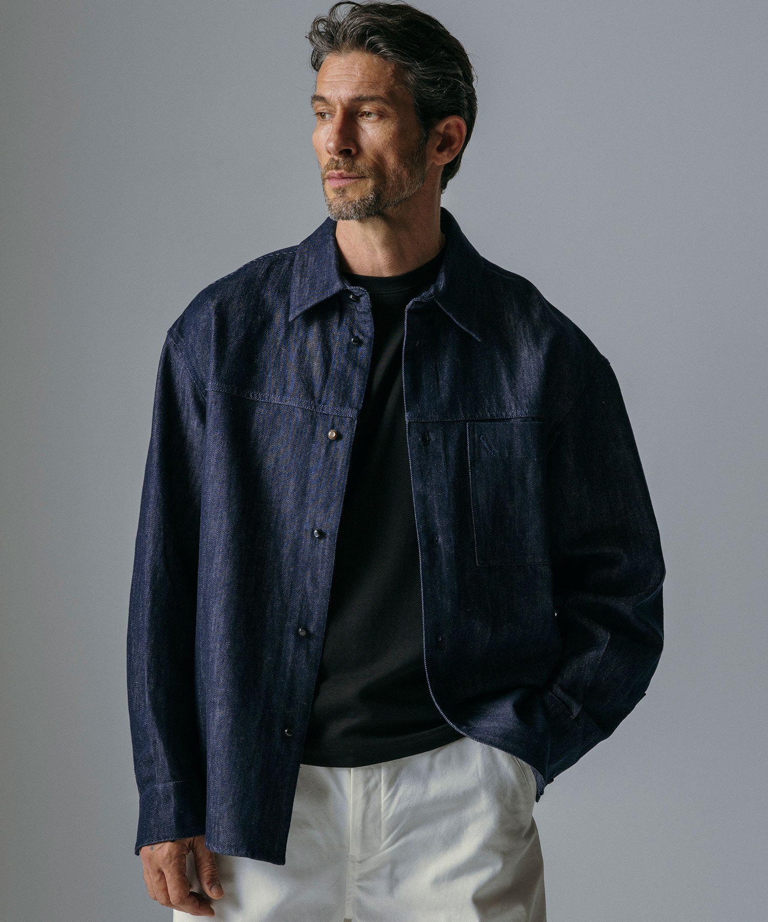 ソフトウォッシュデニム 長袖シャツ