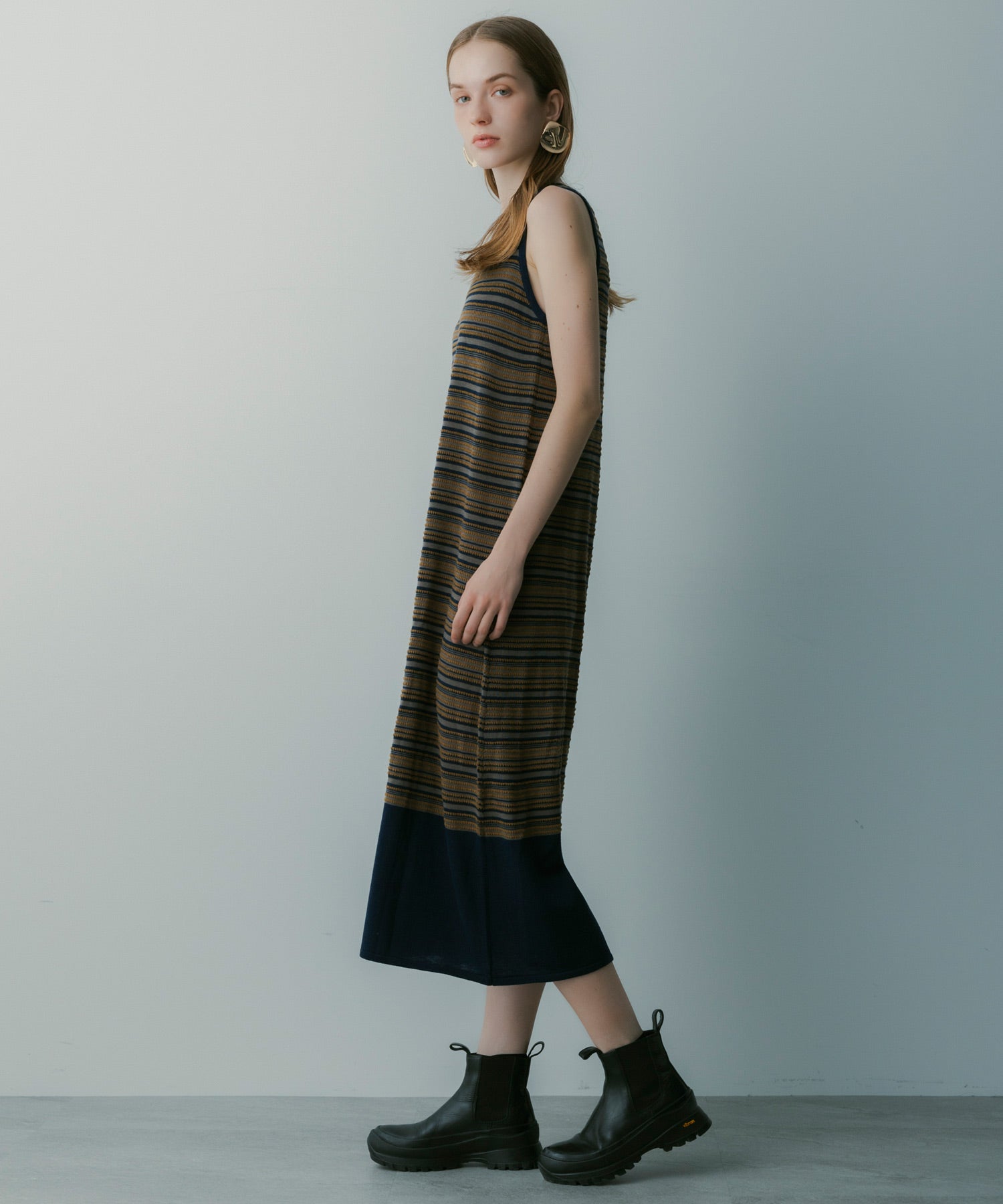 マルチボーダーニットワンピース