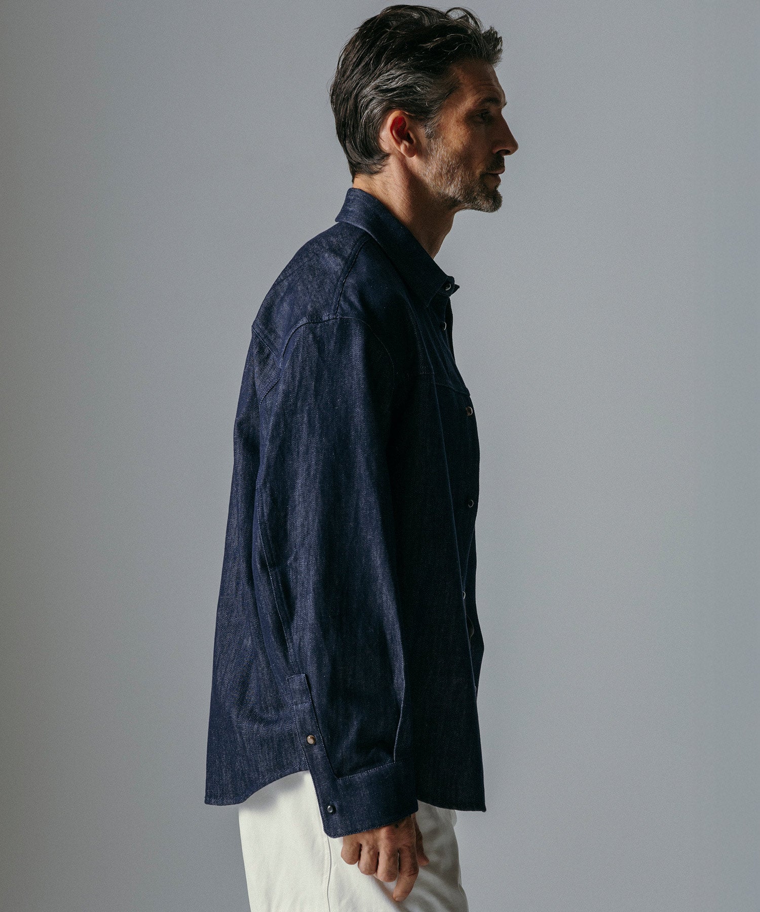 ソフトウォッシュデニム 長袖シャツ