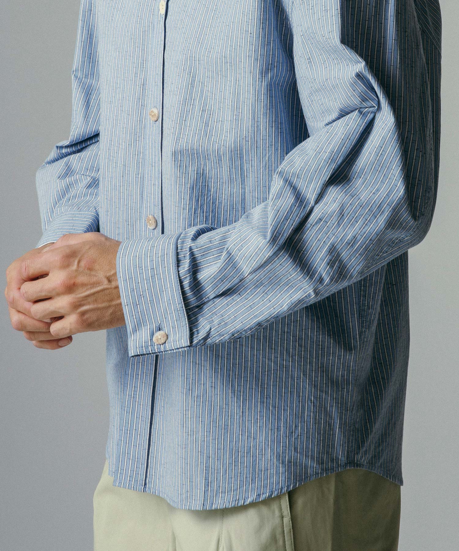 リネンブレンド ストライプシャツ