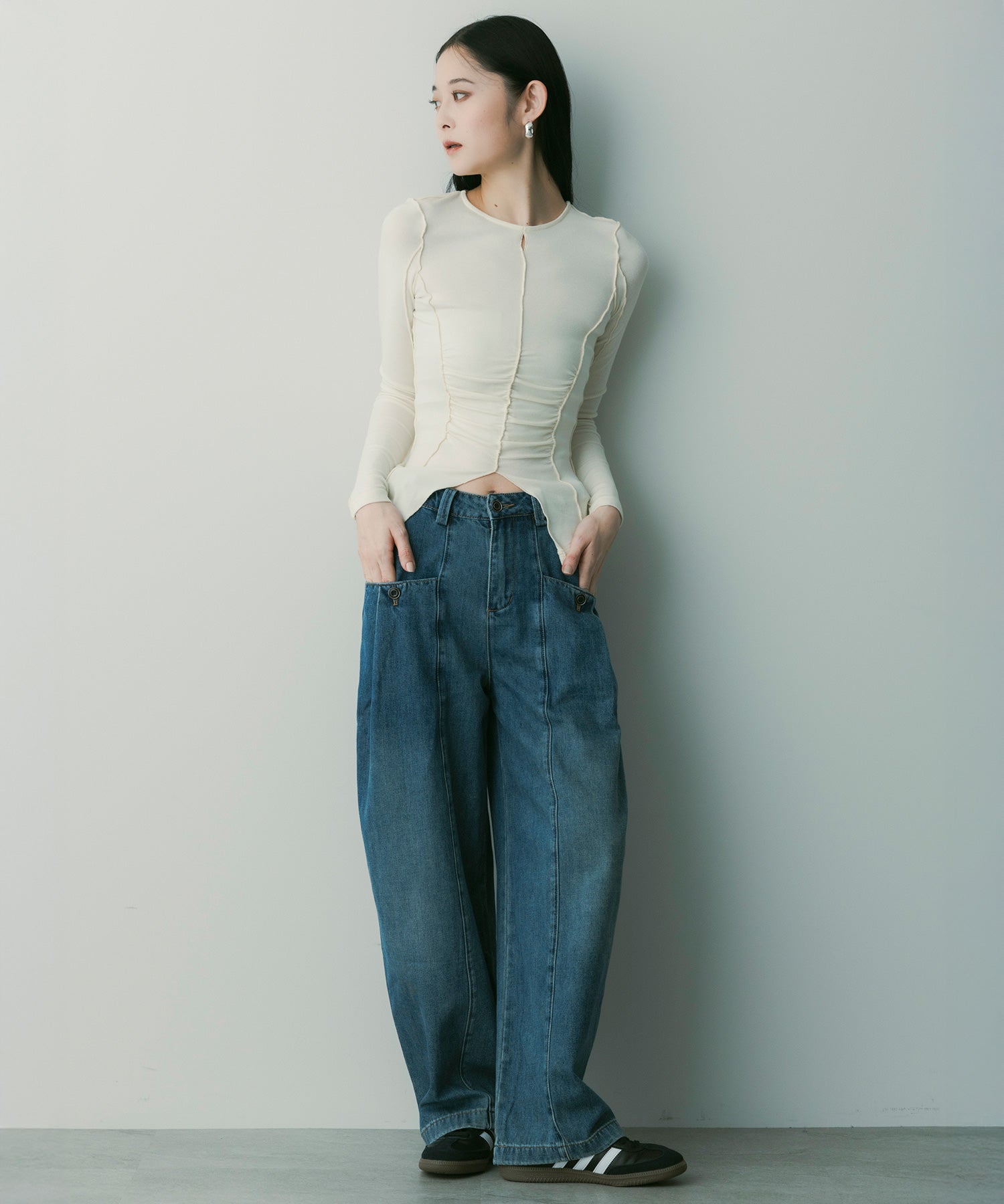 【12月中旬お届け予約商品】ヴィンテージウォッシュデニムパンツ