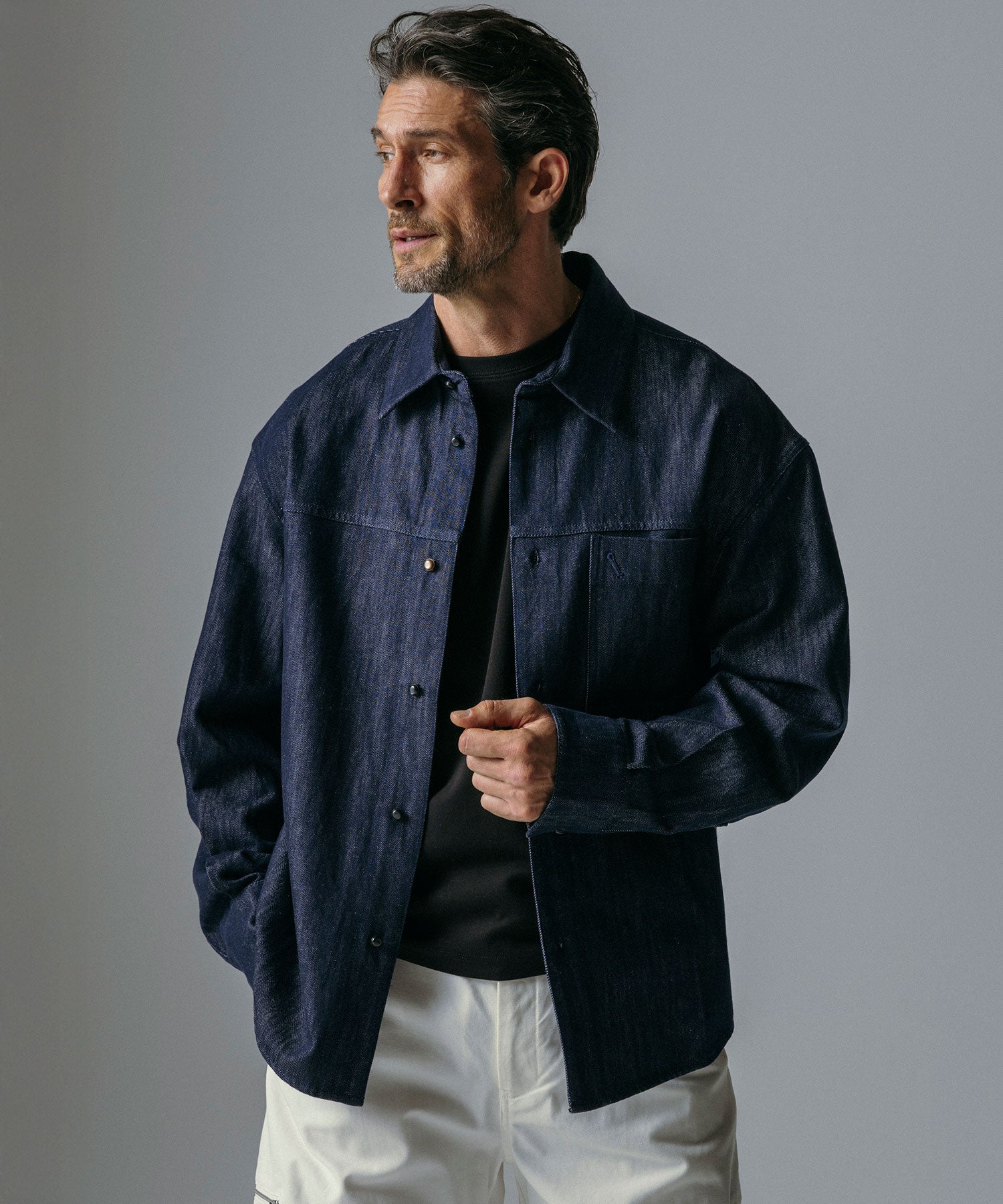 ソフトウォッシュデニム 長袖シャツ