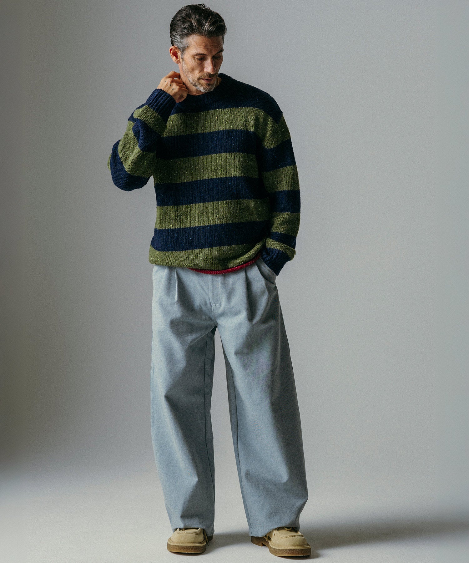 ハイウエスト ツータックワイドパンツ