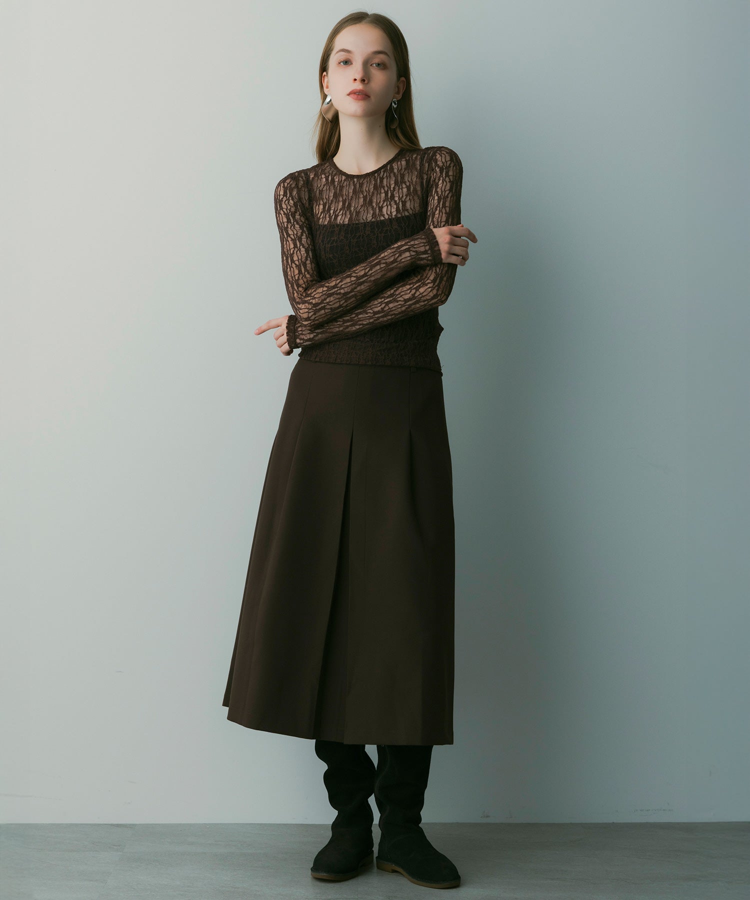 【12月上旬お届け予約商品】フレアセンタープリーツスカート