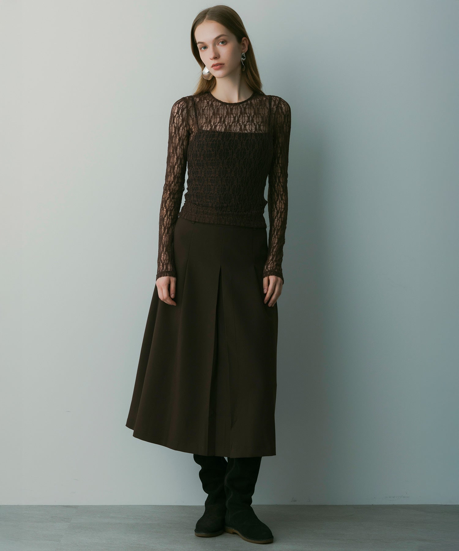 【12月上旬お届け予約商品】フレアセンタープリーツスカート