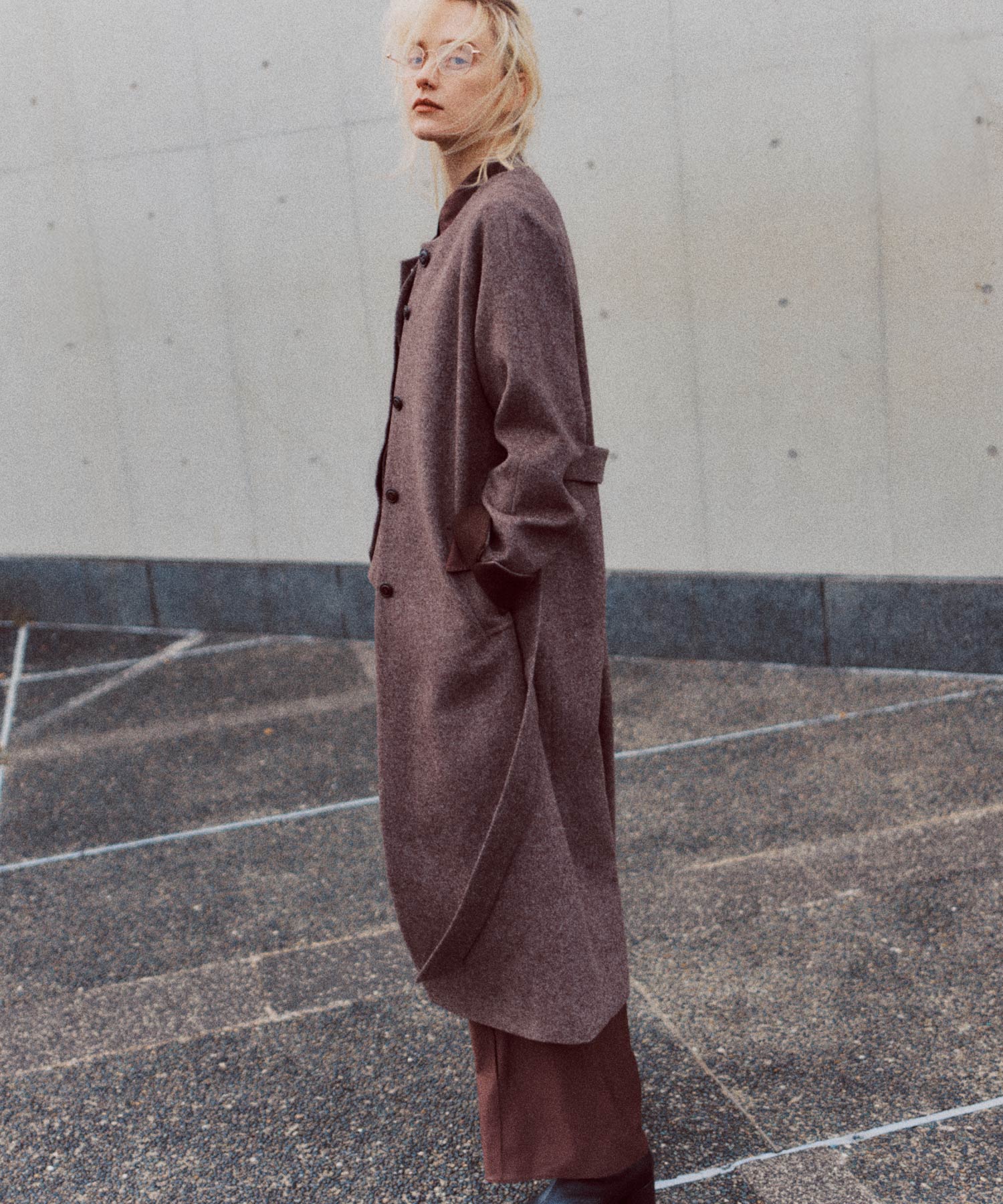 【3月中旬お届け予約商品】ヘリンボーンウールロングコート