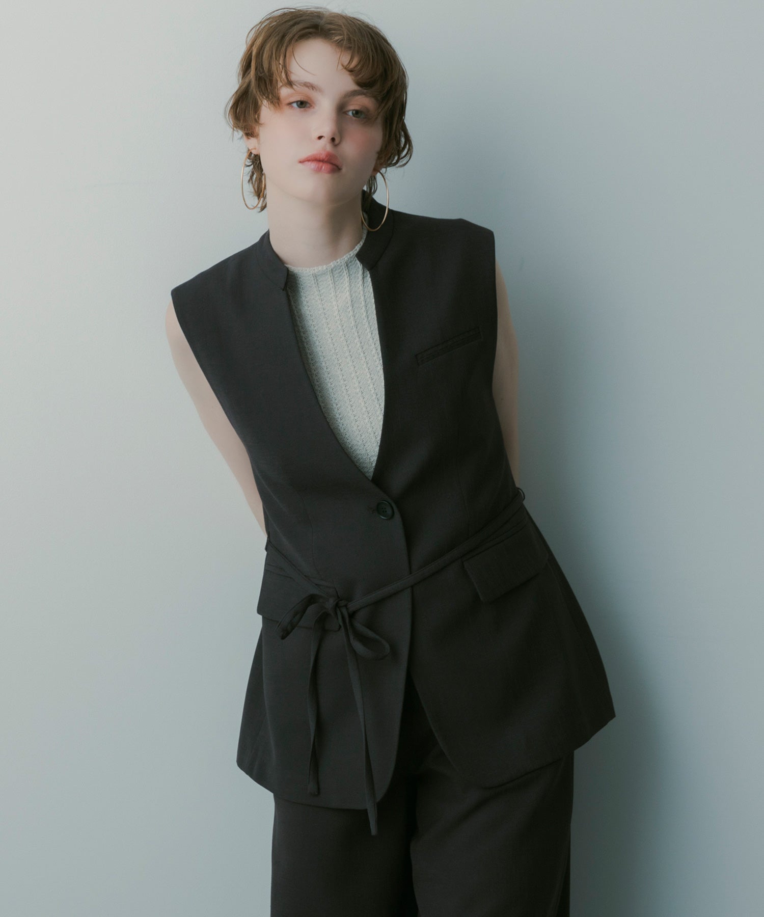 【3月中旬お届け予約商品】スタンドカラー ジレ