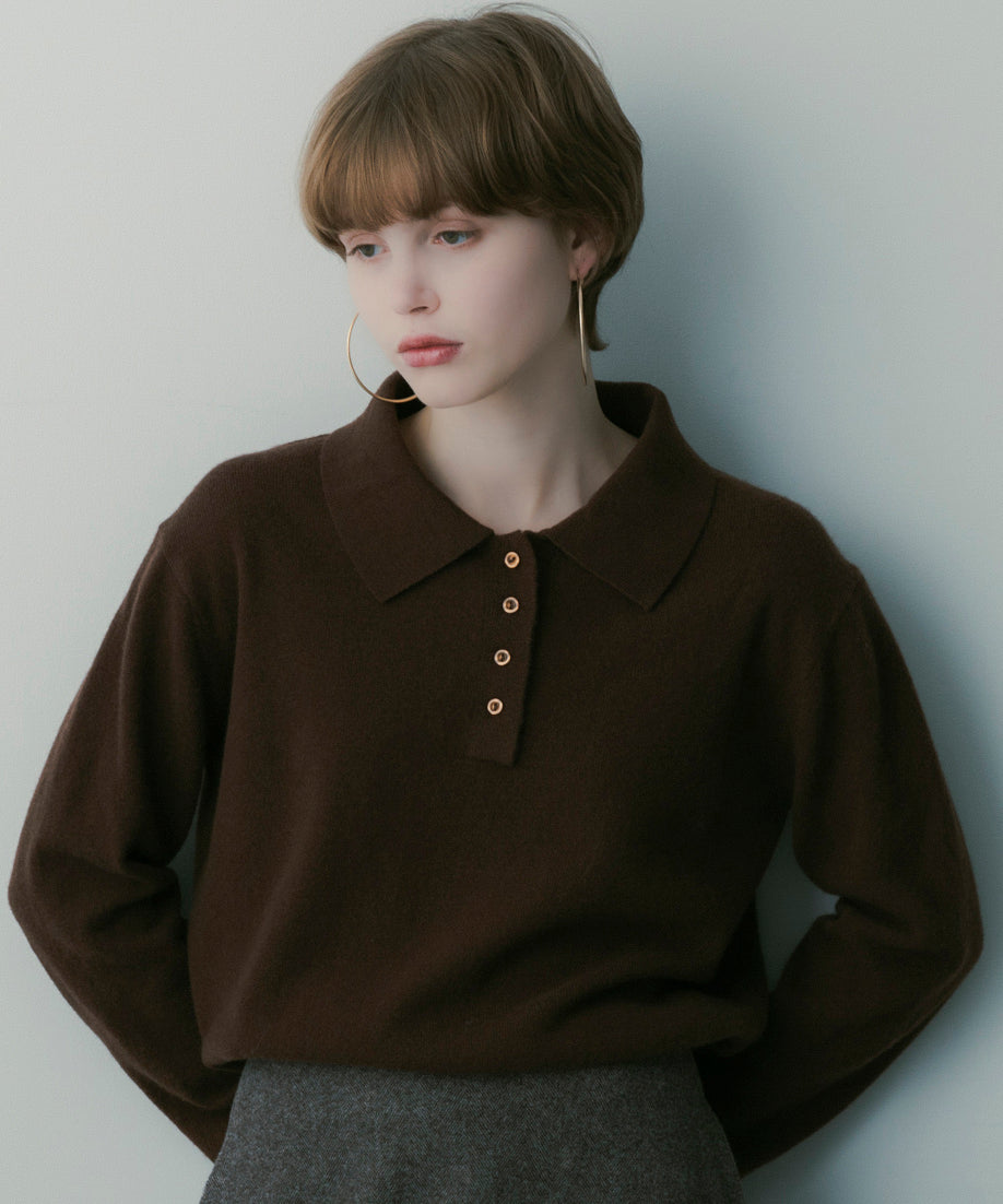 ウールポロカラーニット