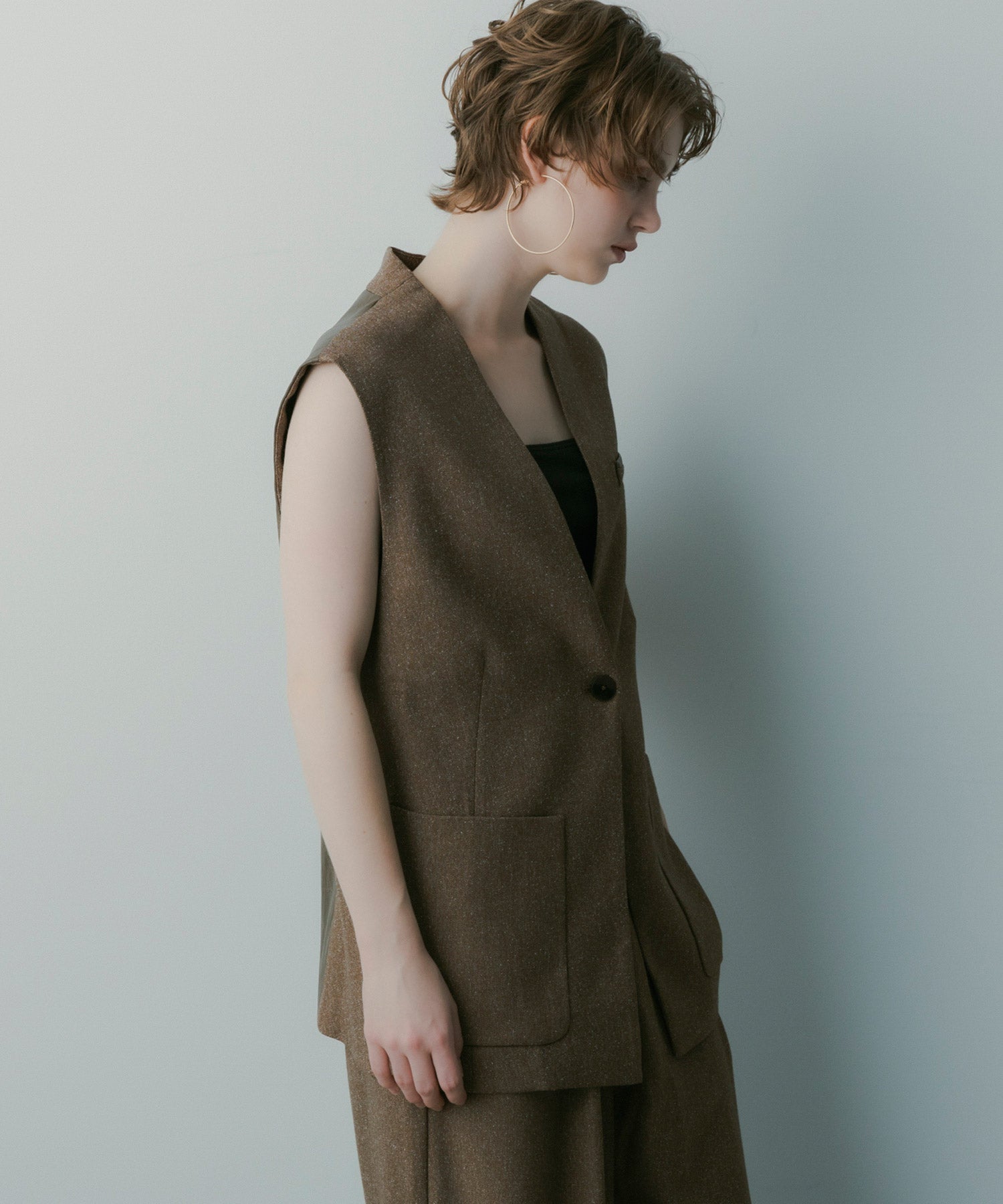 オーバーサイズ スウィッチングジレ