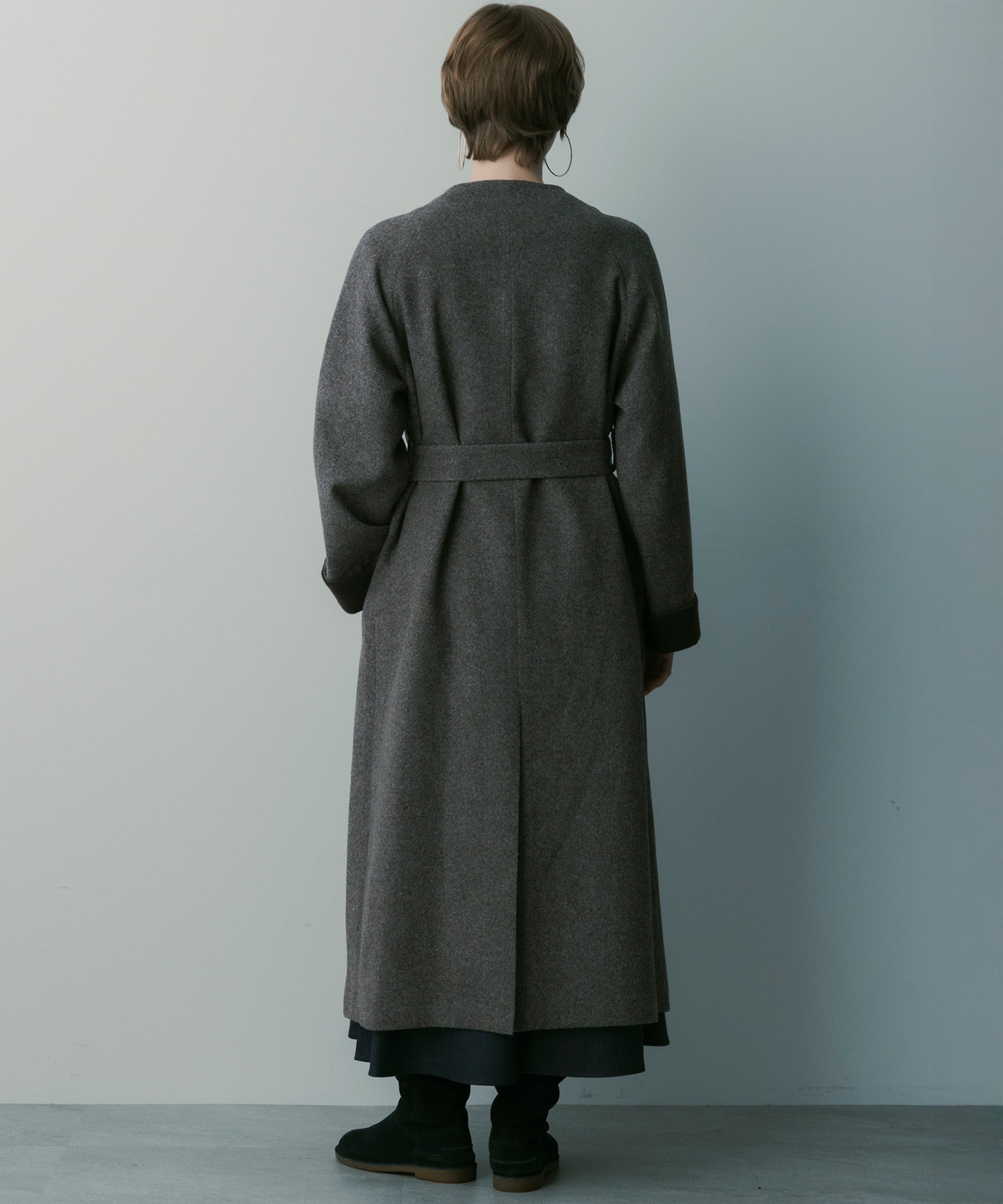 【3月中旬お届け予約商品】ヘリンボーンウールロングコート