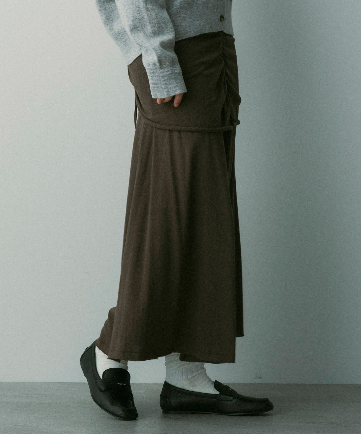 【3月中旬お届け予約商品】ドローストリングロングスカート