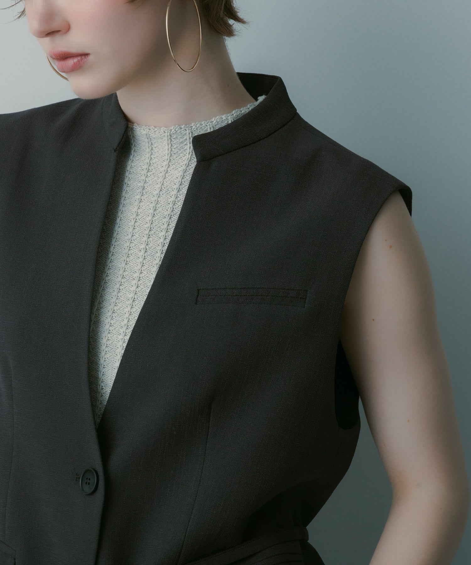 【3月中旬お届け予約商品】スタンドカラー ジレ