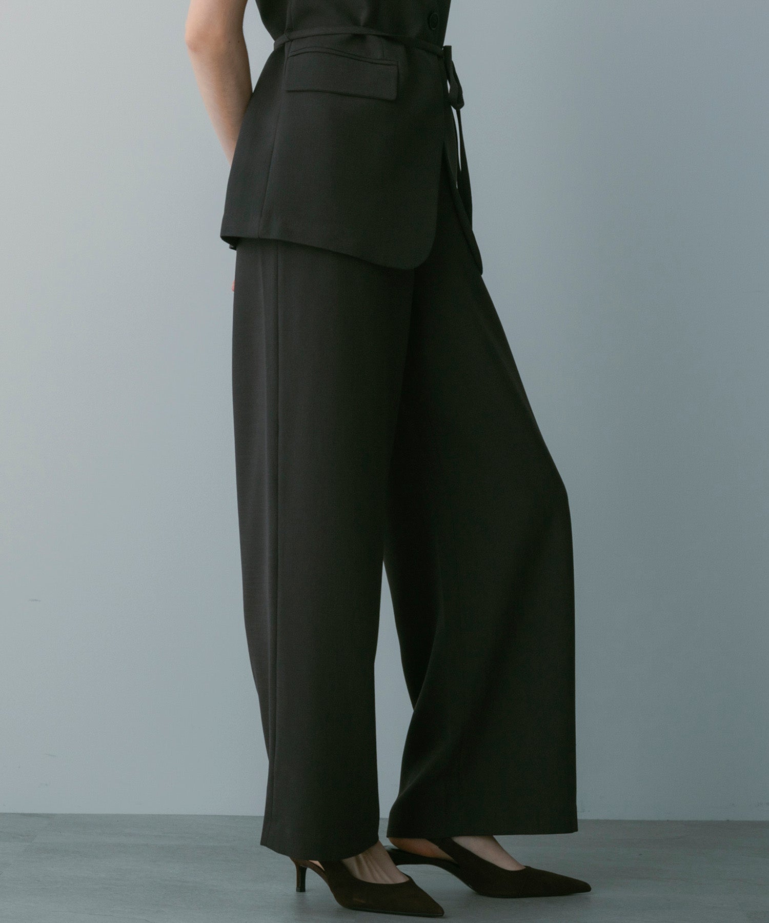 【3月中旬お届け予約商品】ハイウエスト ワイドスラックス