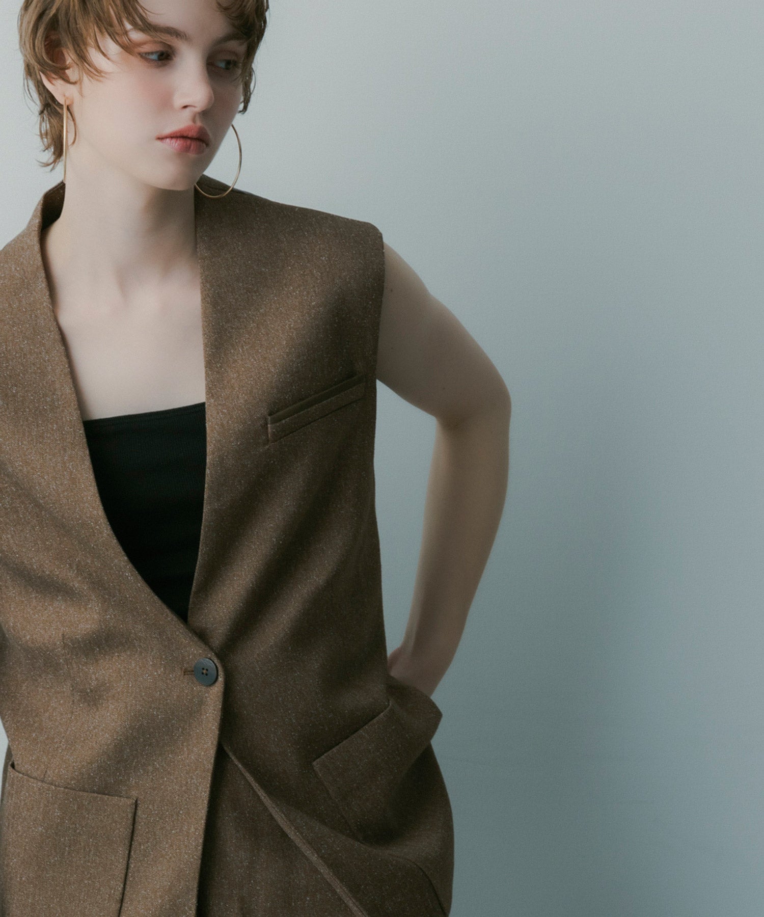 オーバーサイズ スウィッチングジレ