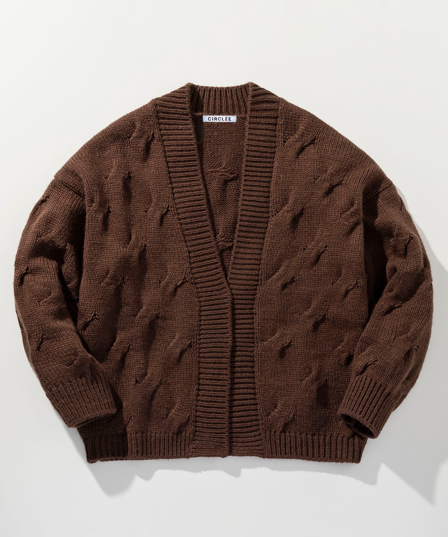 【12月上旬お届け予約商品】ケーブル透かし編み Vネックカーディガン