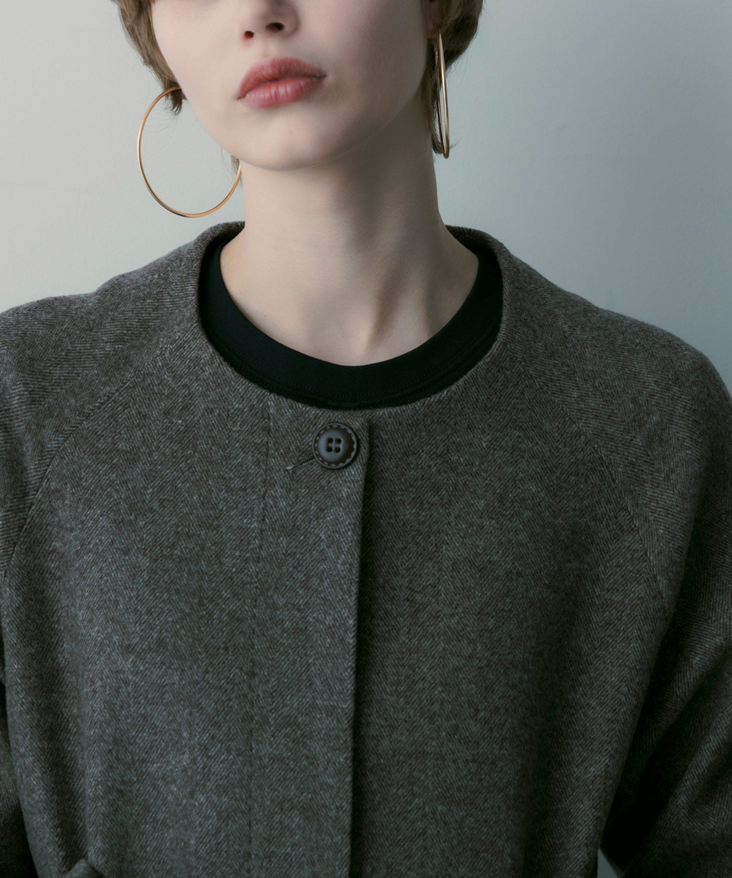 【3月中旬お届け予約商品】ヘリンボーンウールロングコート