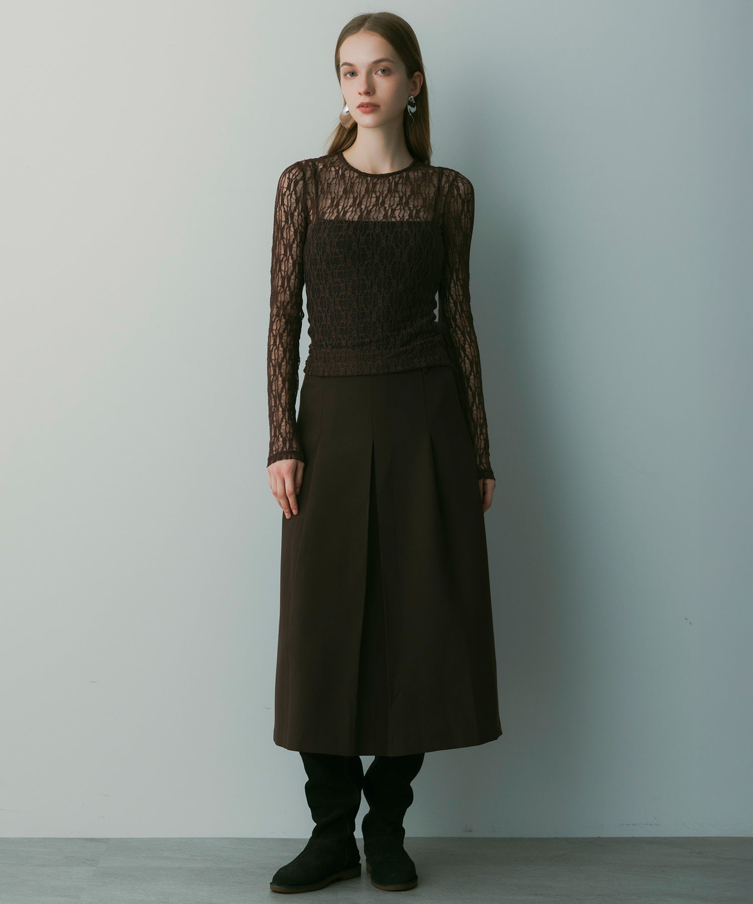 【12月上旬お届け予約商品】フレアセンタープリーツスカート