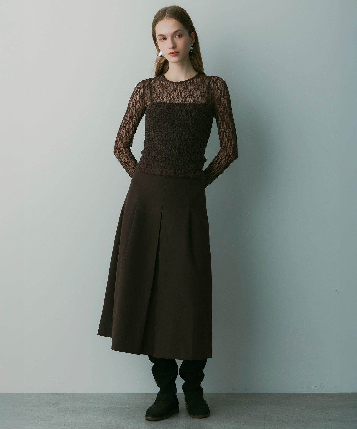 【12月上旬お届け予約商品】フレアセンタープリーツスカート