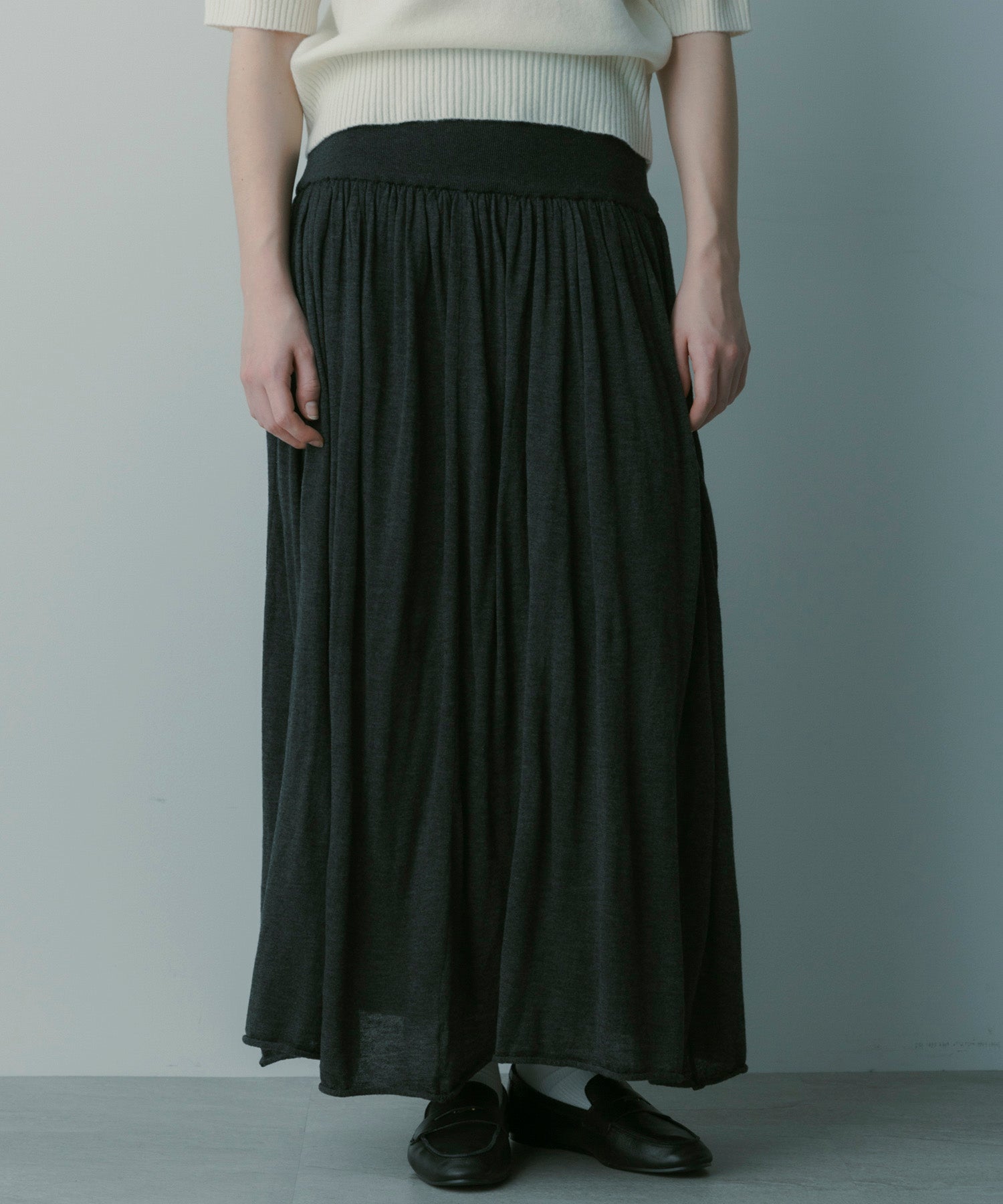 ウールブレンド ギャザースカート