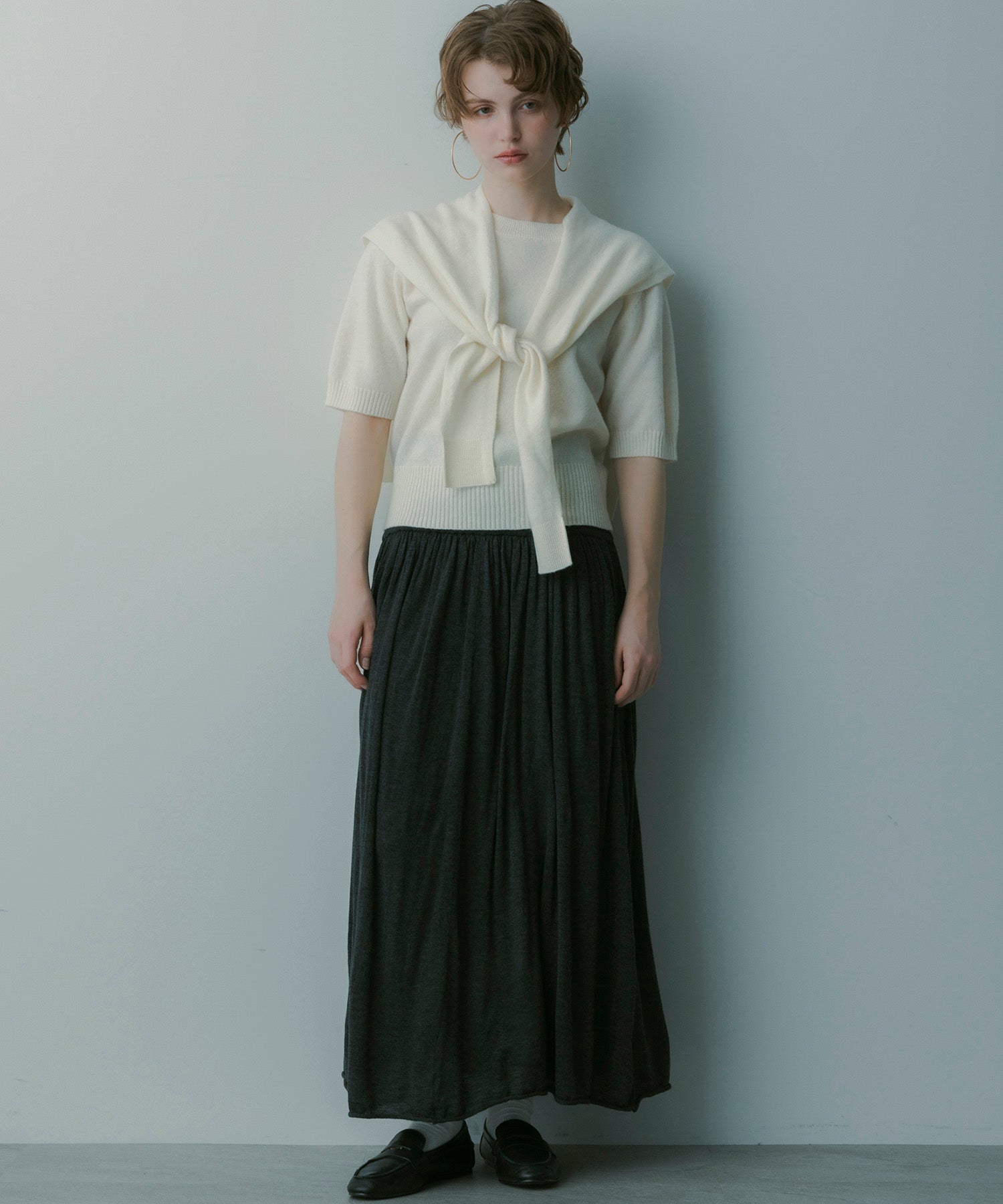 ウールブレンド ギャザースカート