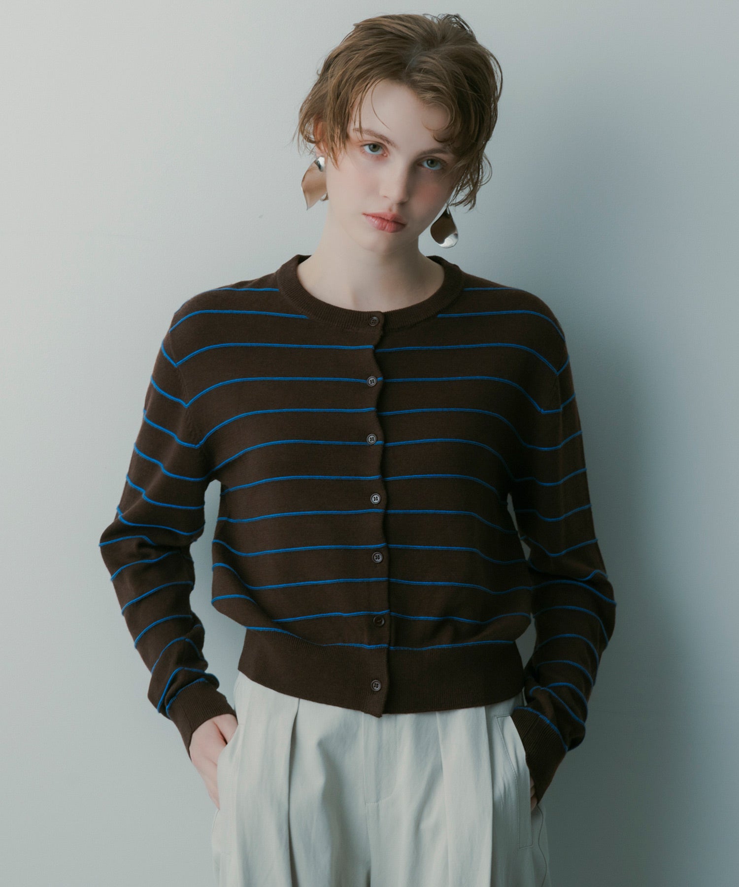 ボーダーニットカーディガン