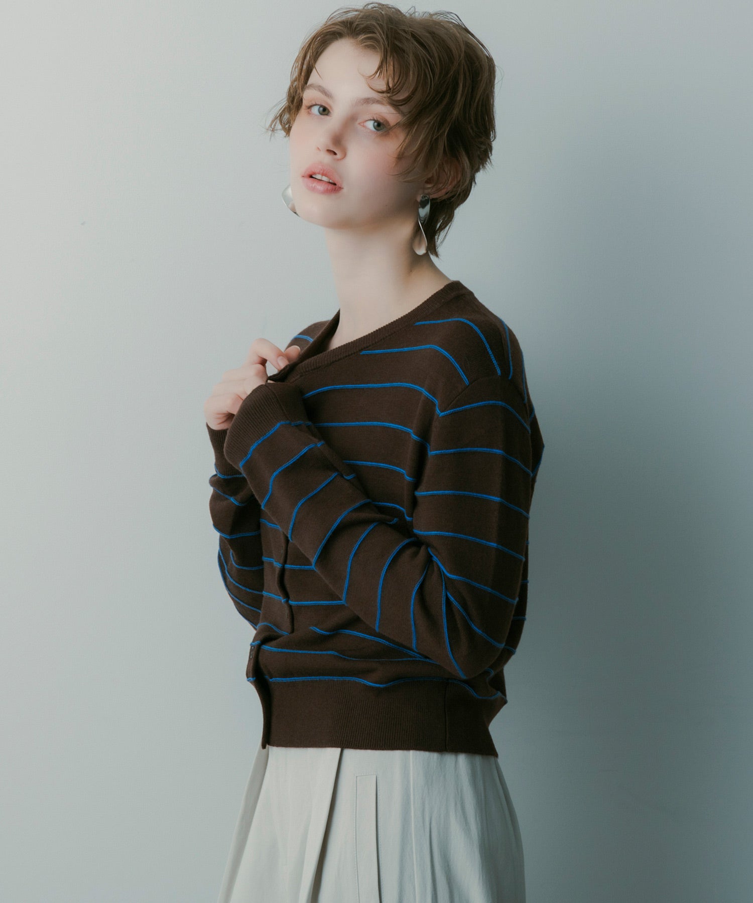 ボーダーニットカーディガン