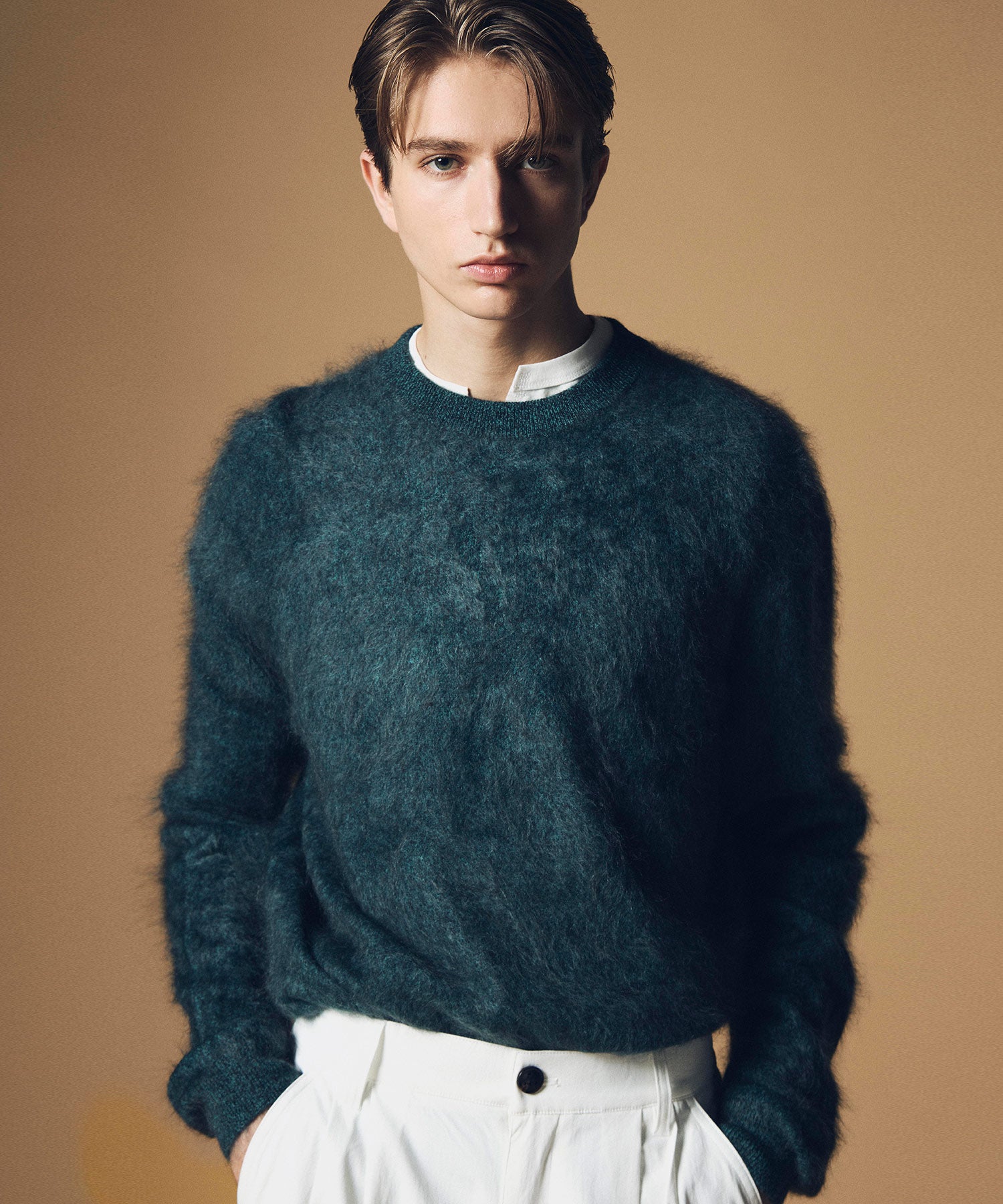 【12月上旬お届け予約商品】モヘアタッチ カシミヤセーター