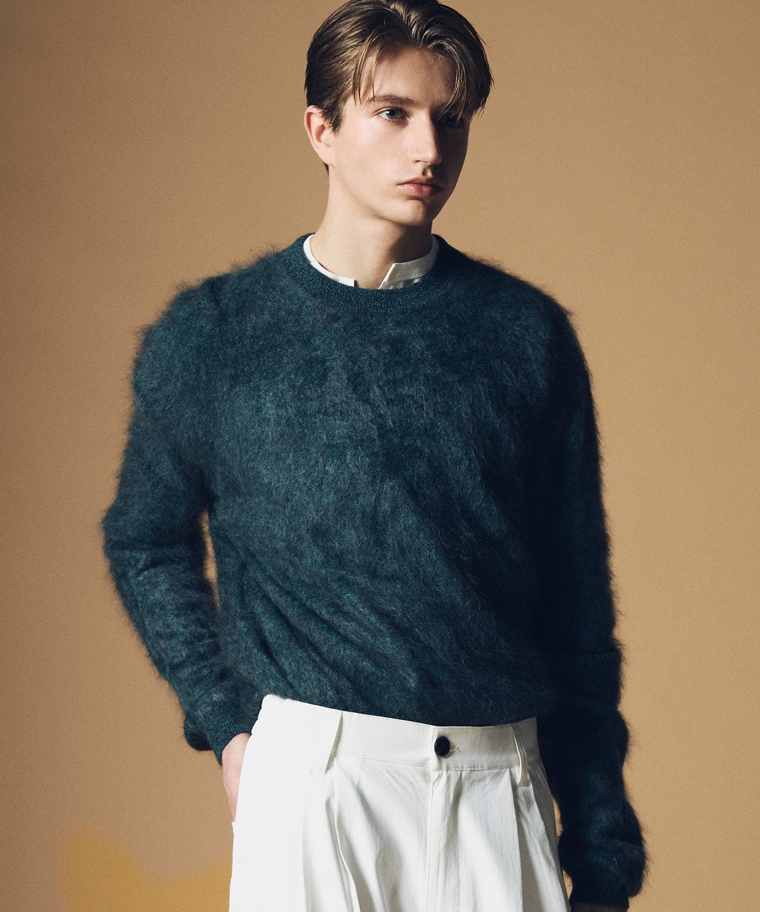 【12月上旬お届け予約商品】モヘアタッチ カシミヤセーター