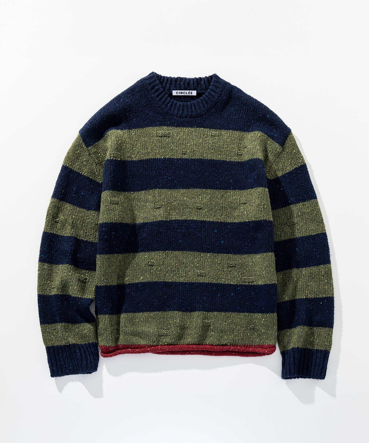 ソフトタッチ クルーネックボーダーニット