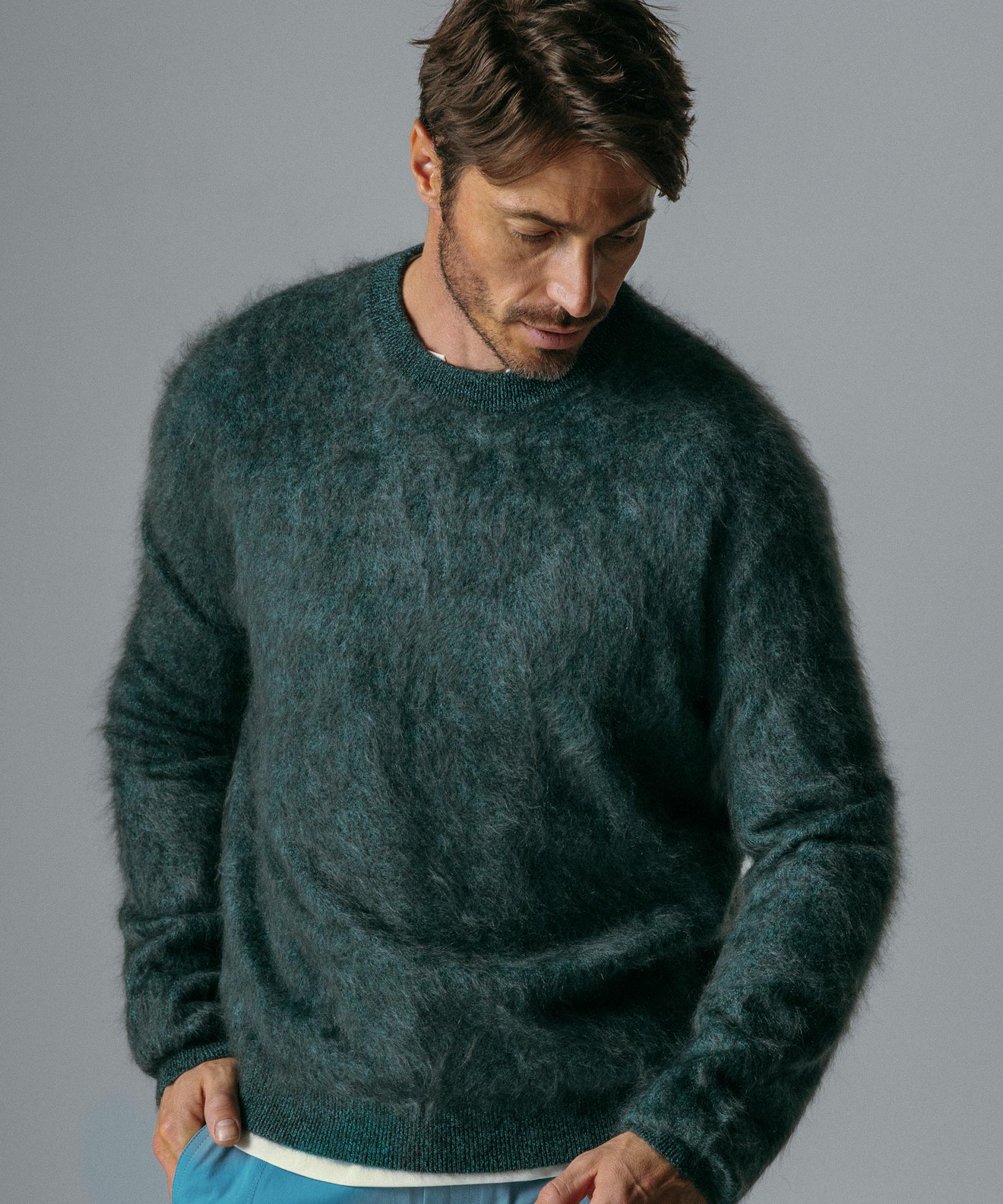 【12月上旬お届け予約商品】モヘアタッチ カシミヤセーター