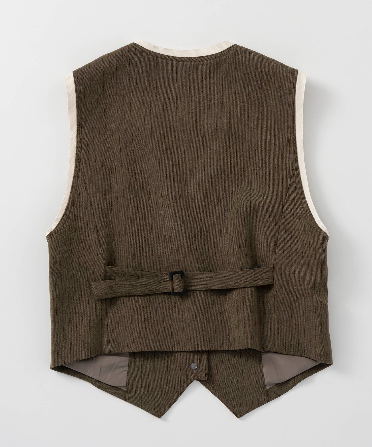 【12月中旬お届け予約商品】ストライプパイピングジレ