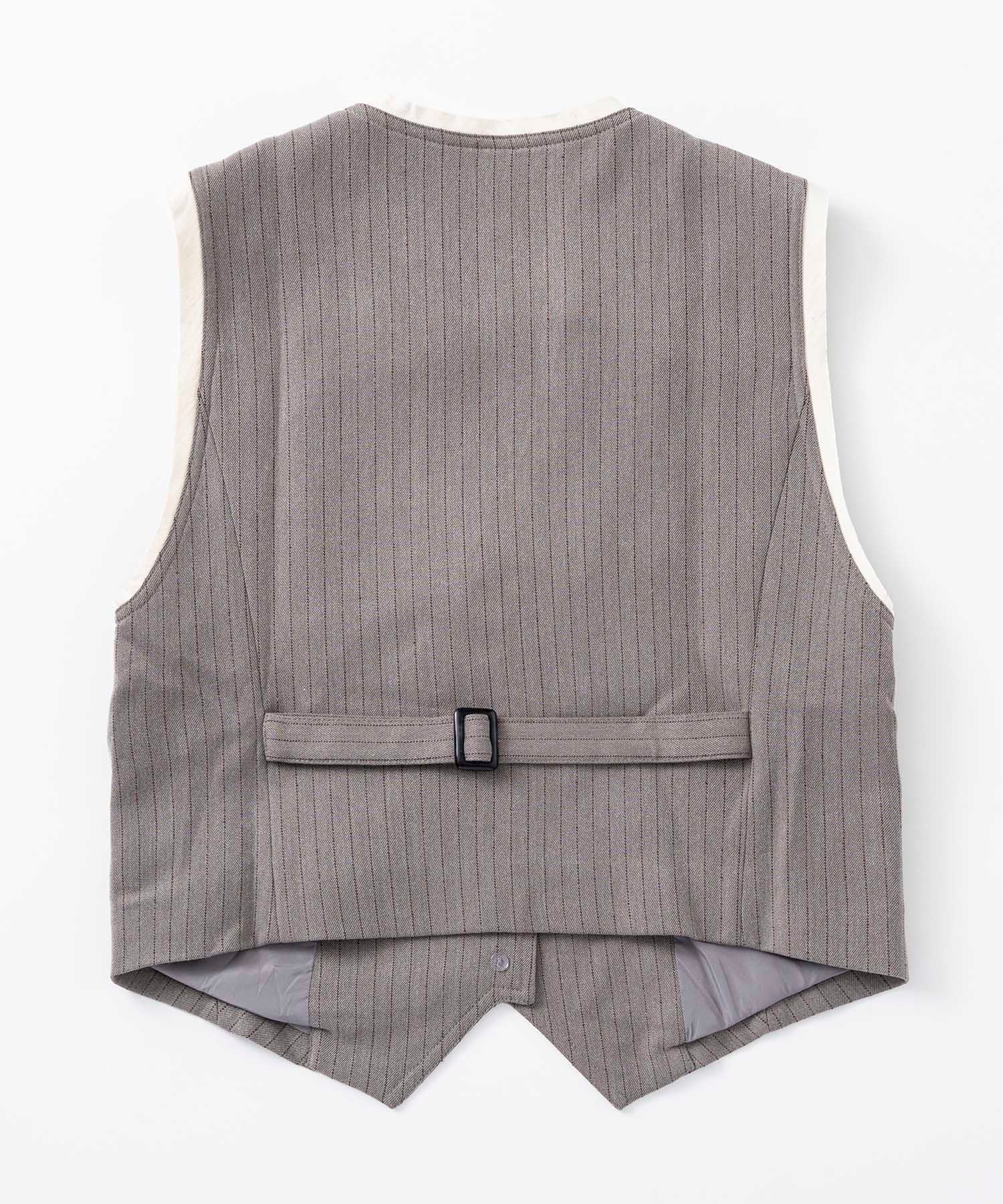 【3月中旬お届け予約商品】ストライプパイピングジレ