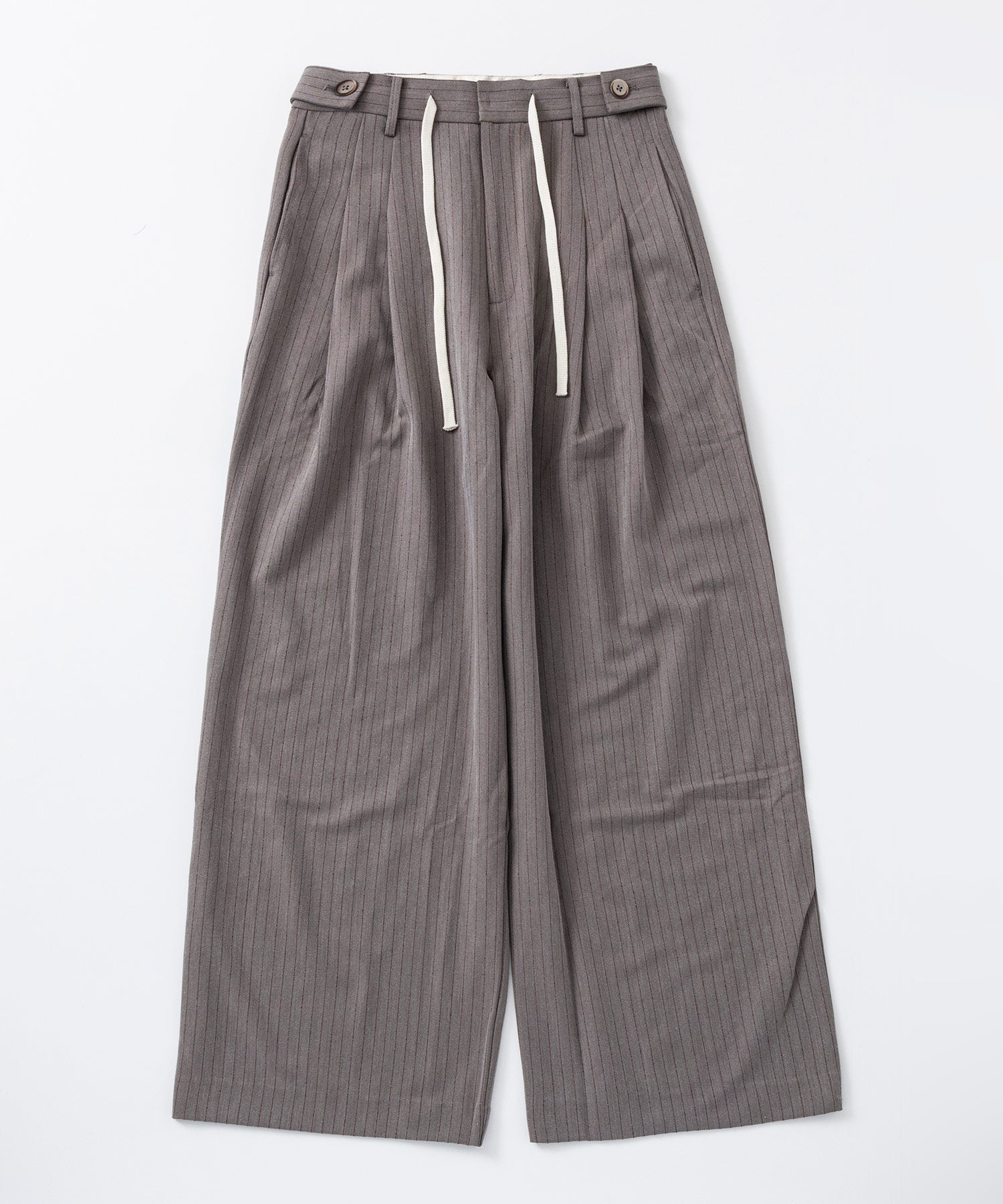 【3月中旬お届け予約商品】ストライプワイドタックスラックス