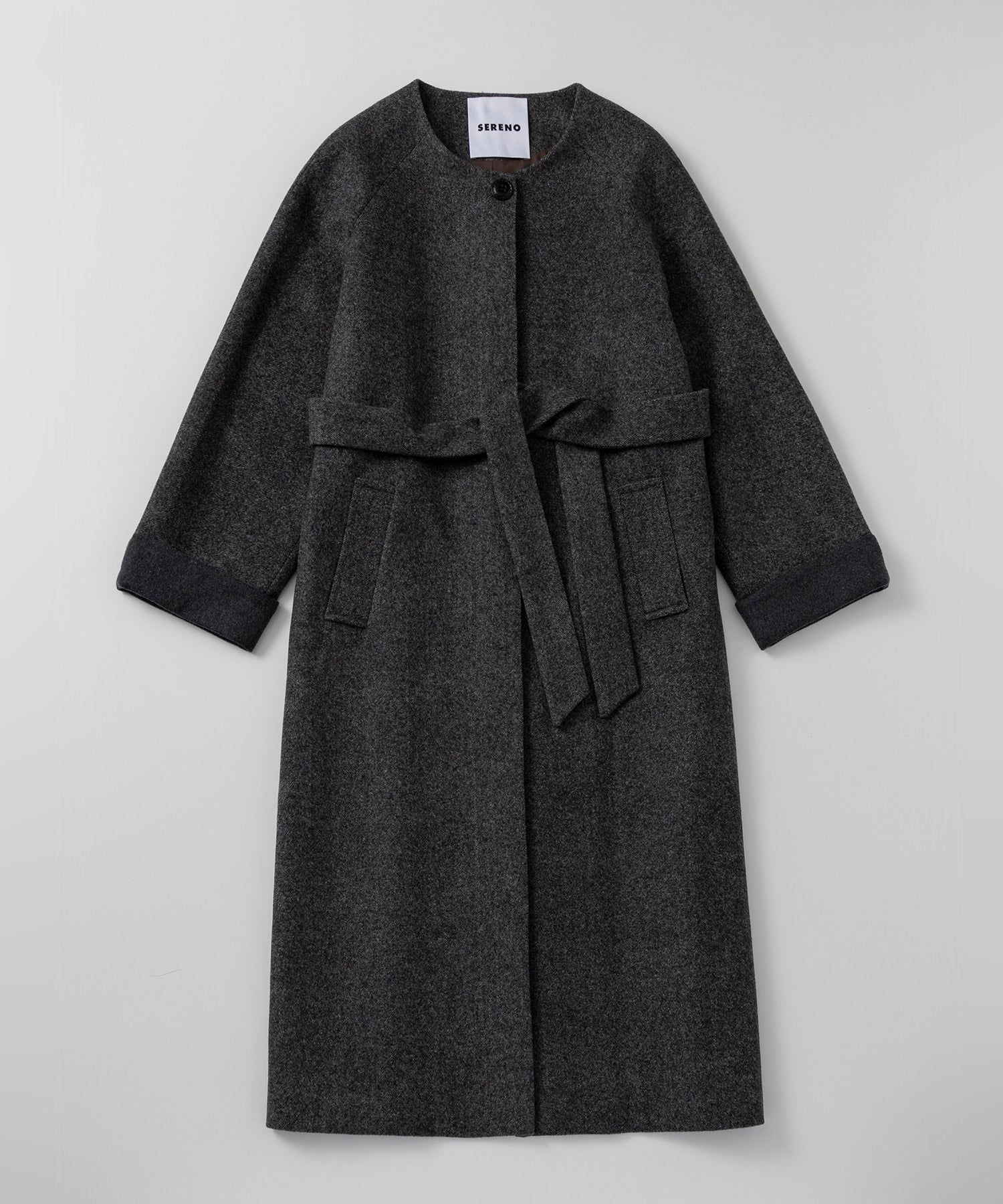 【12月中旬お届け予約商品】ヘリンボーンウールロングコート