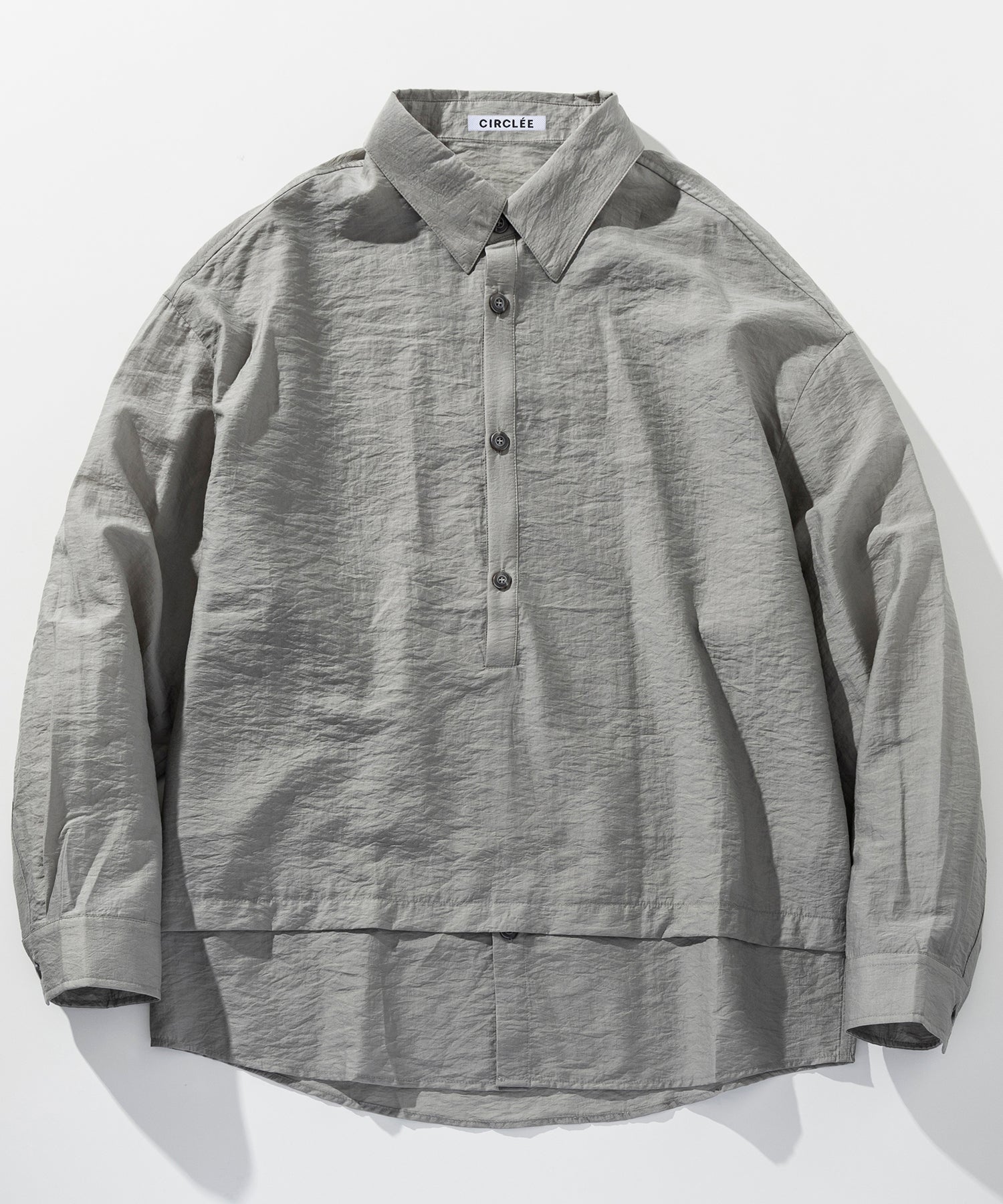 リネンブレンド スタンドカラー プルオーバーシャツ