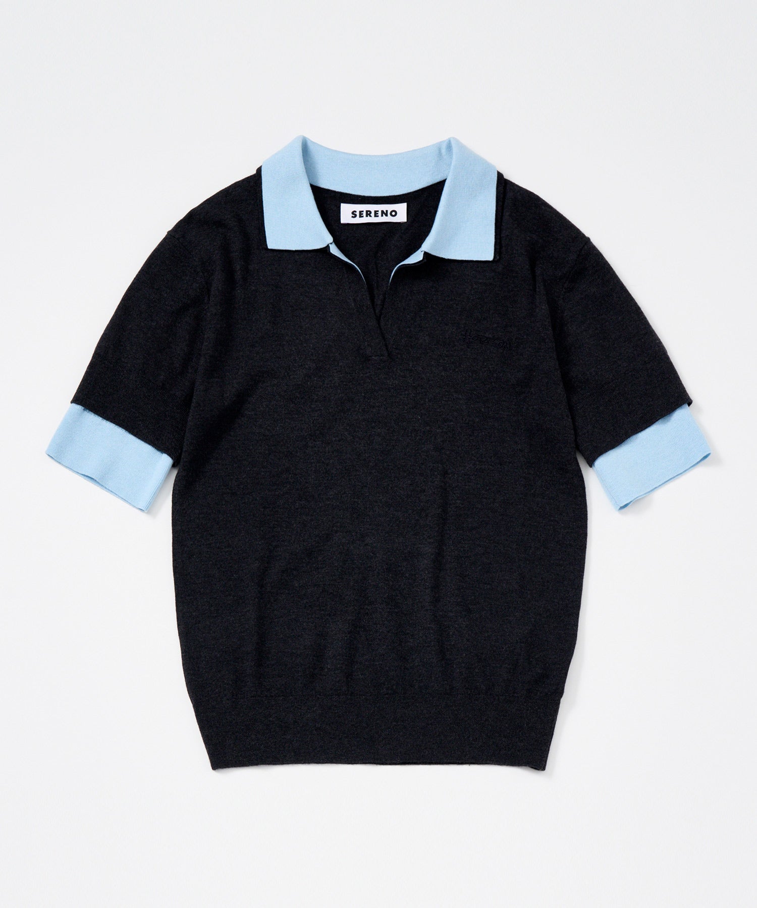 レイヤードカラー ニットシャツ