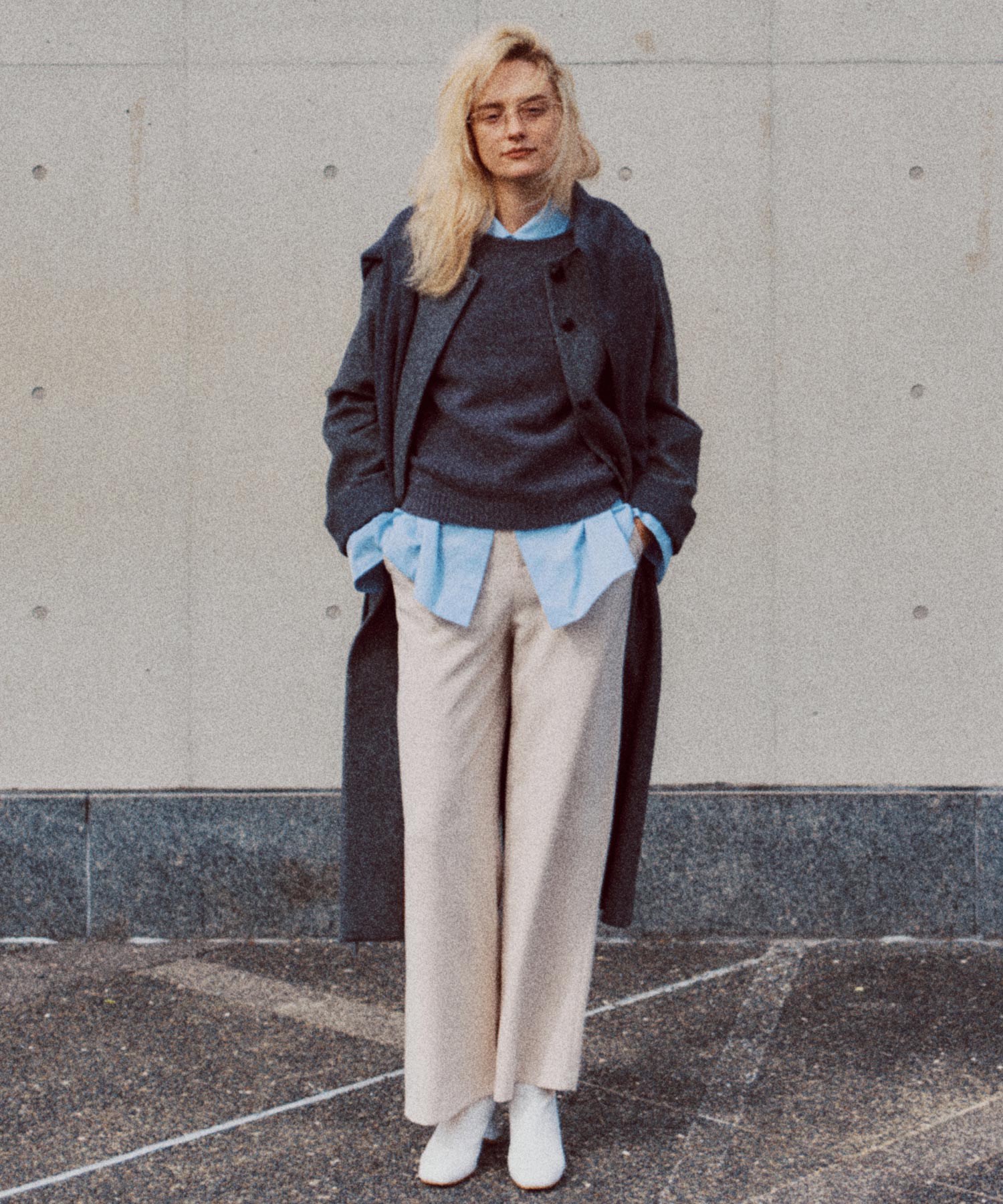 【3月中旬お届け予約商品】ヘリンボーンウールロングコート