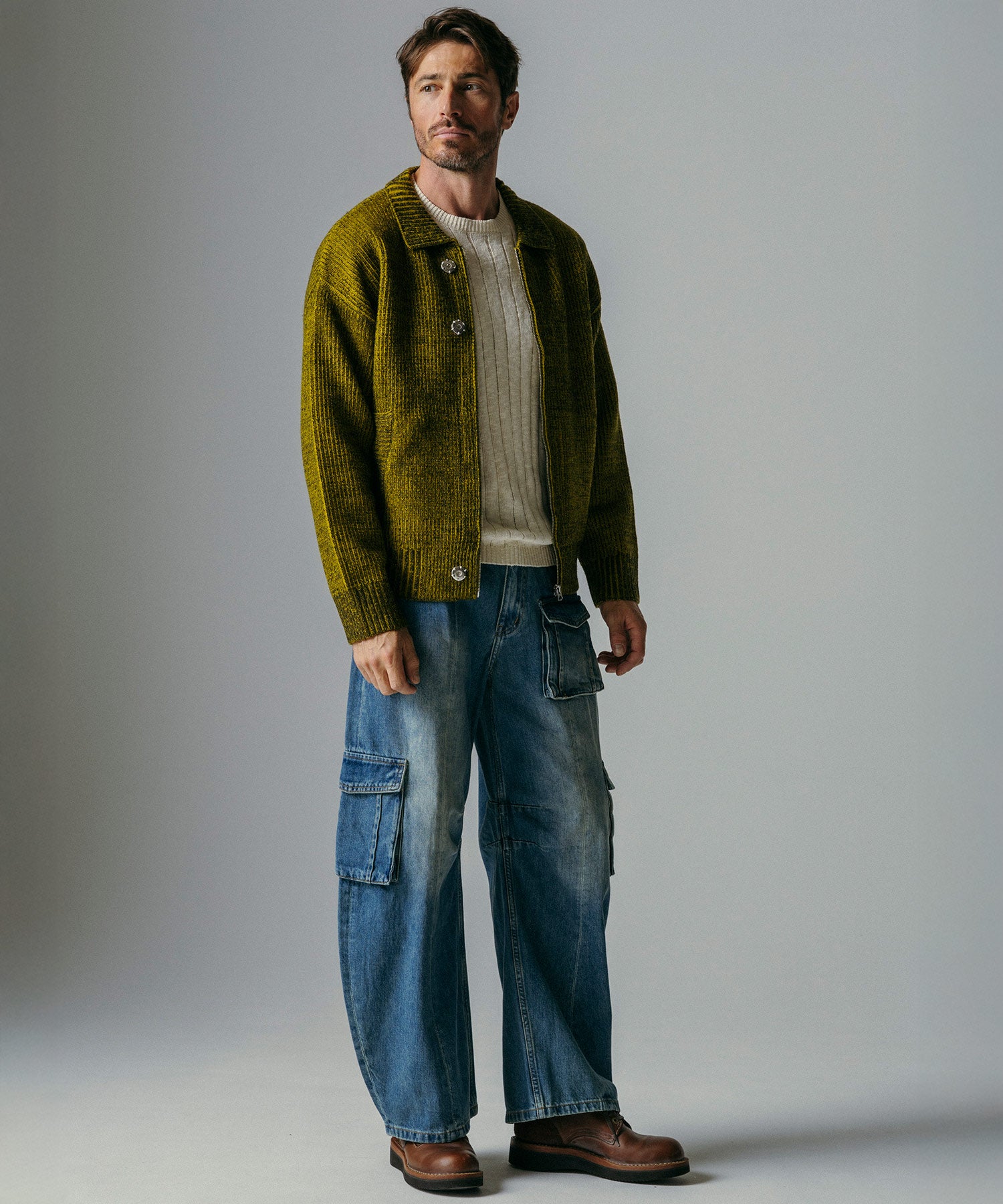 カーゴバルーン コットンデニムワイドパンツ