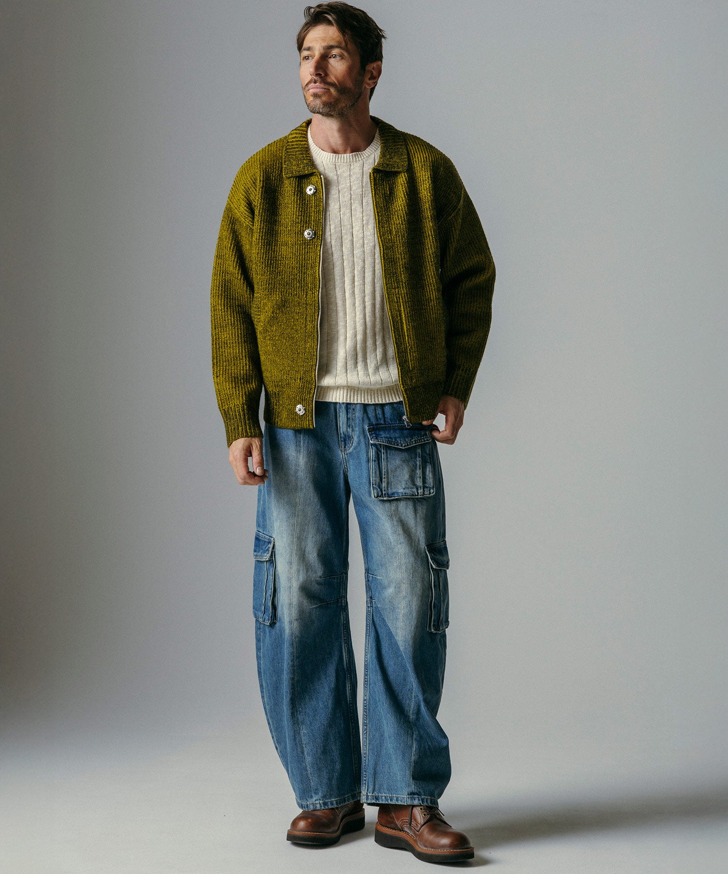 カーゴバルーン コットンデニムワイドパンツ