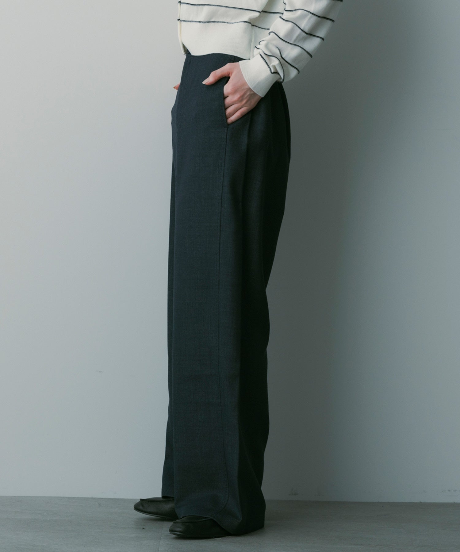 【3月中旬お届け予約商品】ウールブレンド イージーパンツ