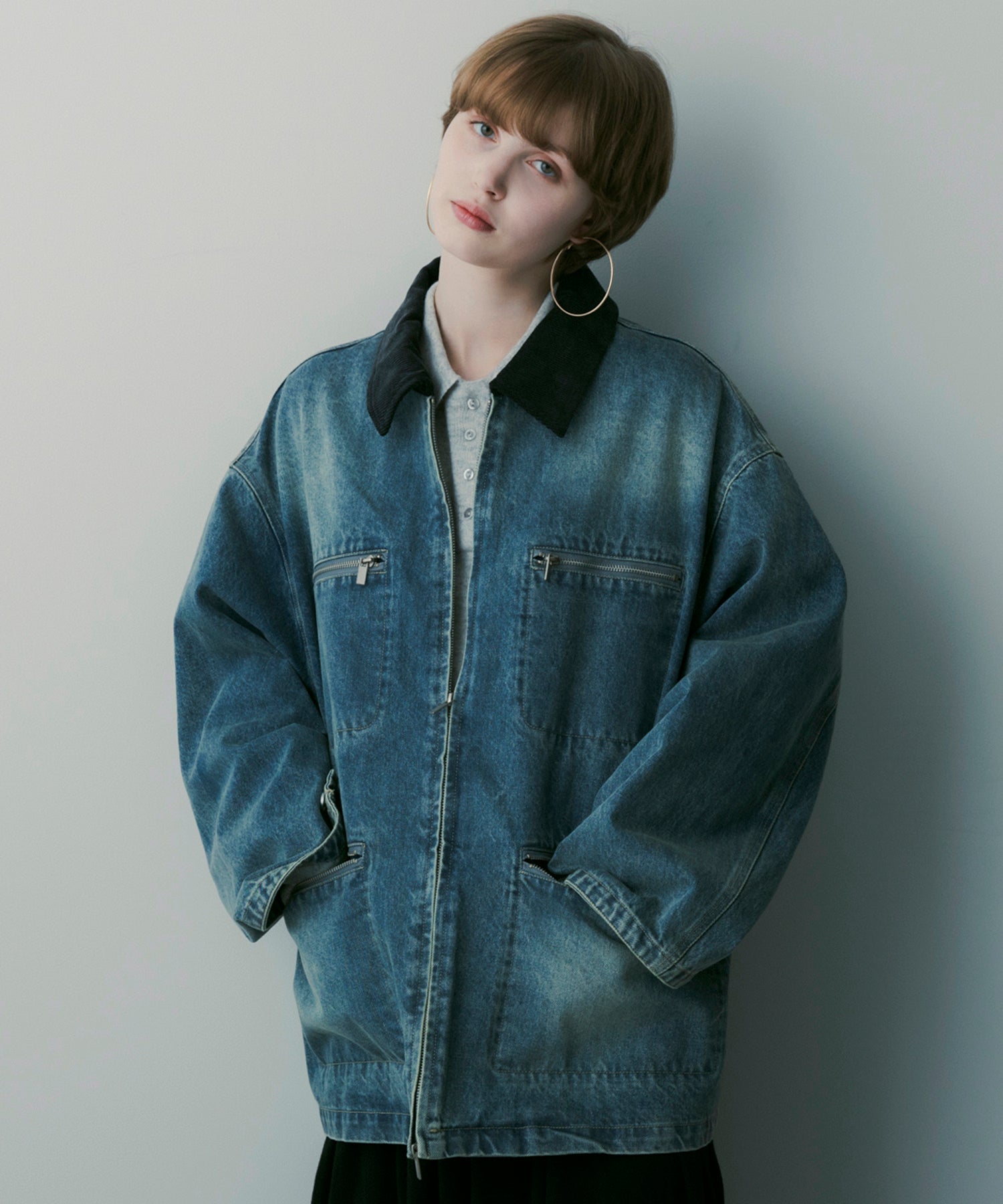 バイカラーデニムジャケット