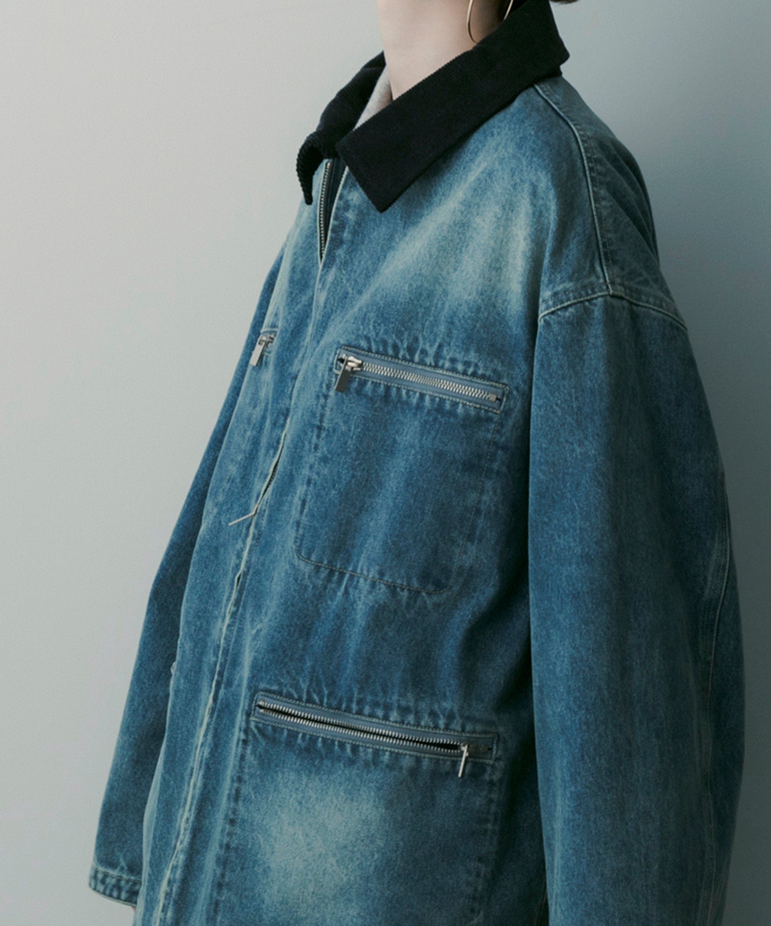 バイカラーデニムジャケット