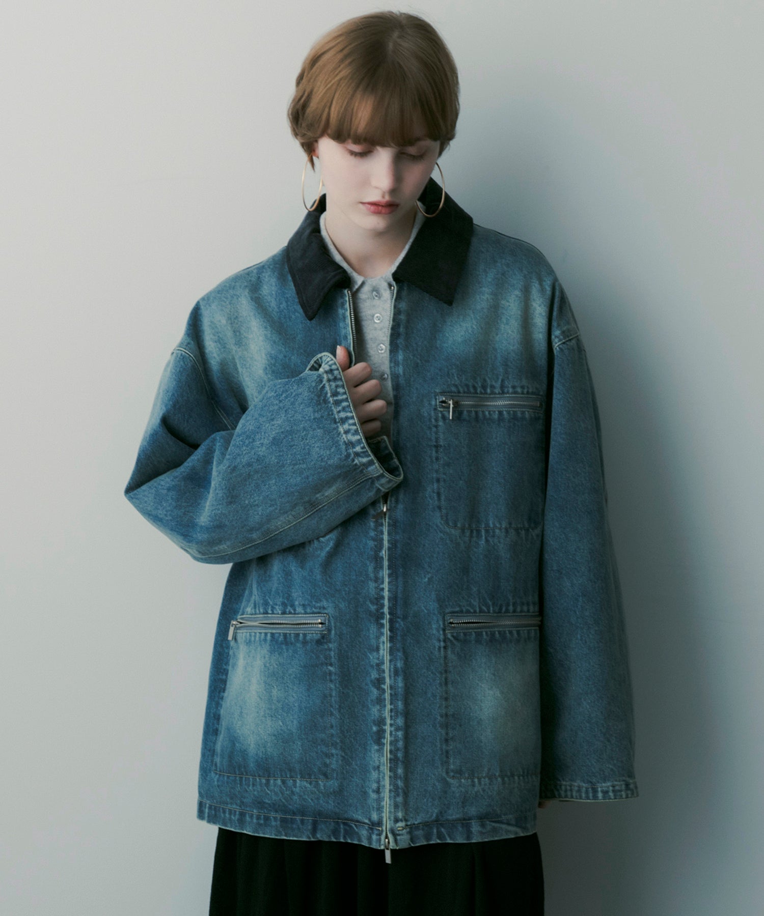 バイカラーデニムジャケット