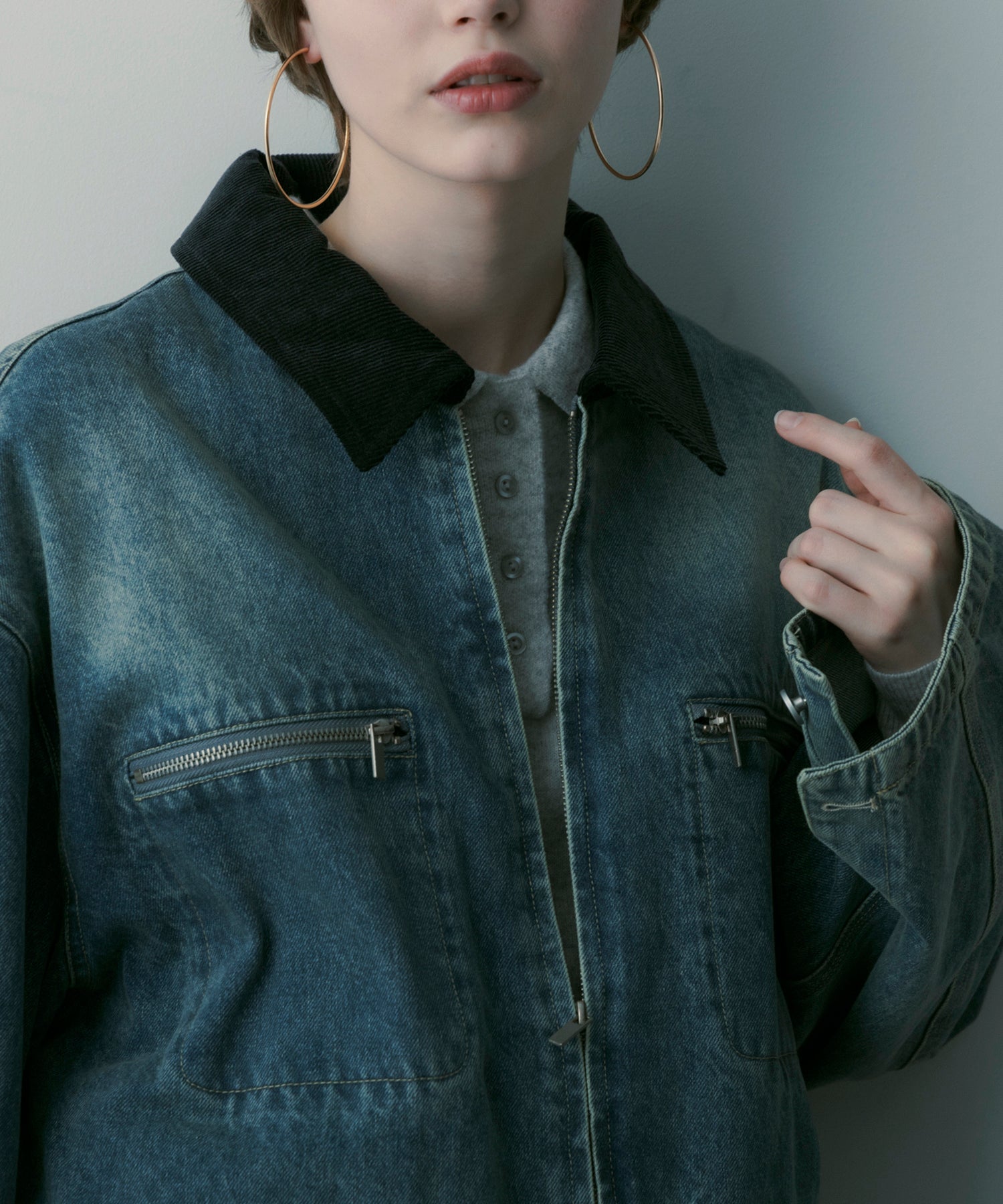 バイカラーデニムジャケット