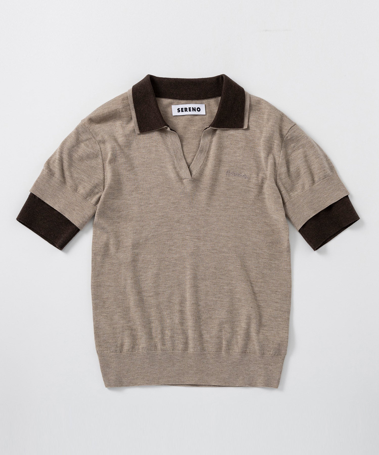 レイヤードカラー ニットシャツ