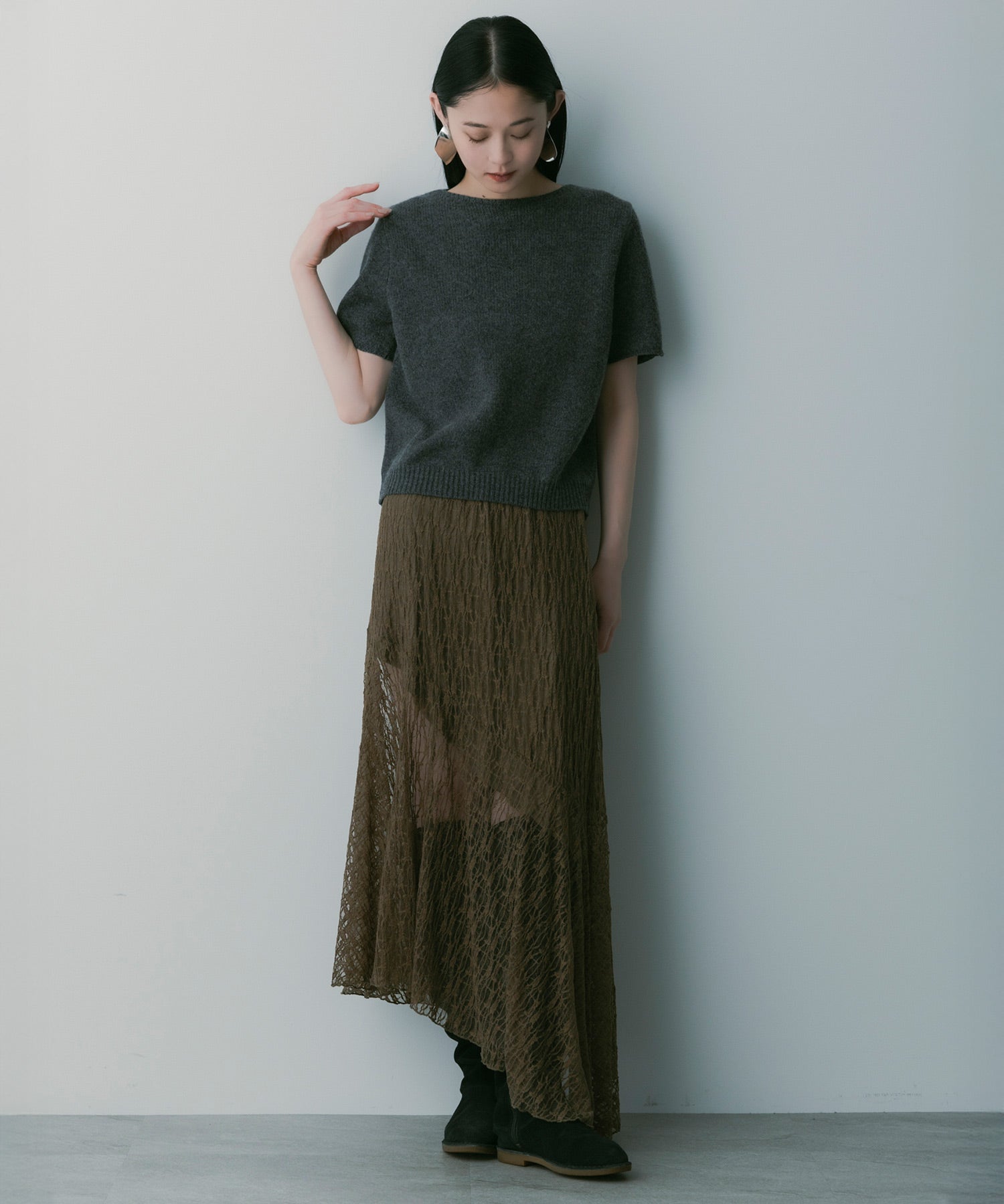 アシンメトリー レーススカート